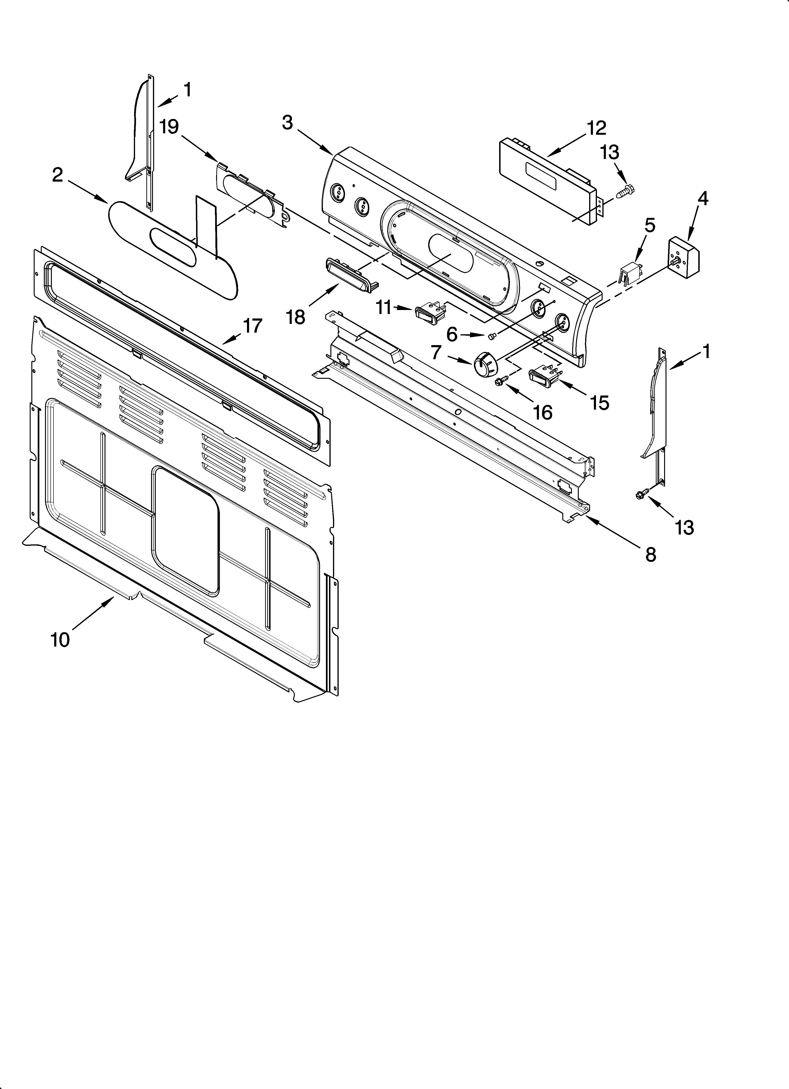 KitchenAid KERI203PWH2 control panel parts diagram