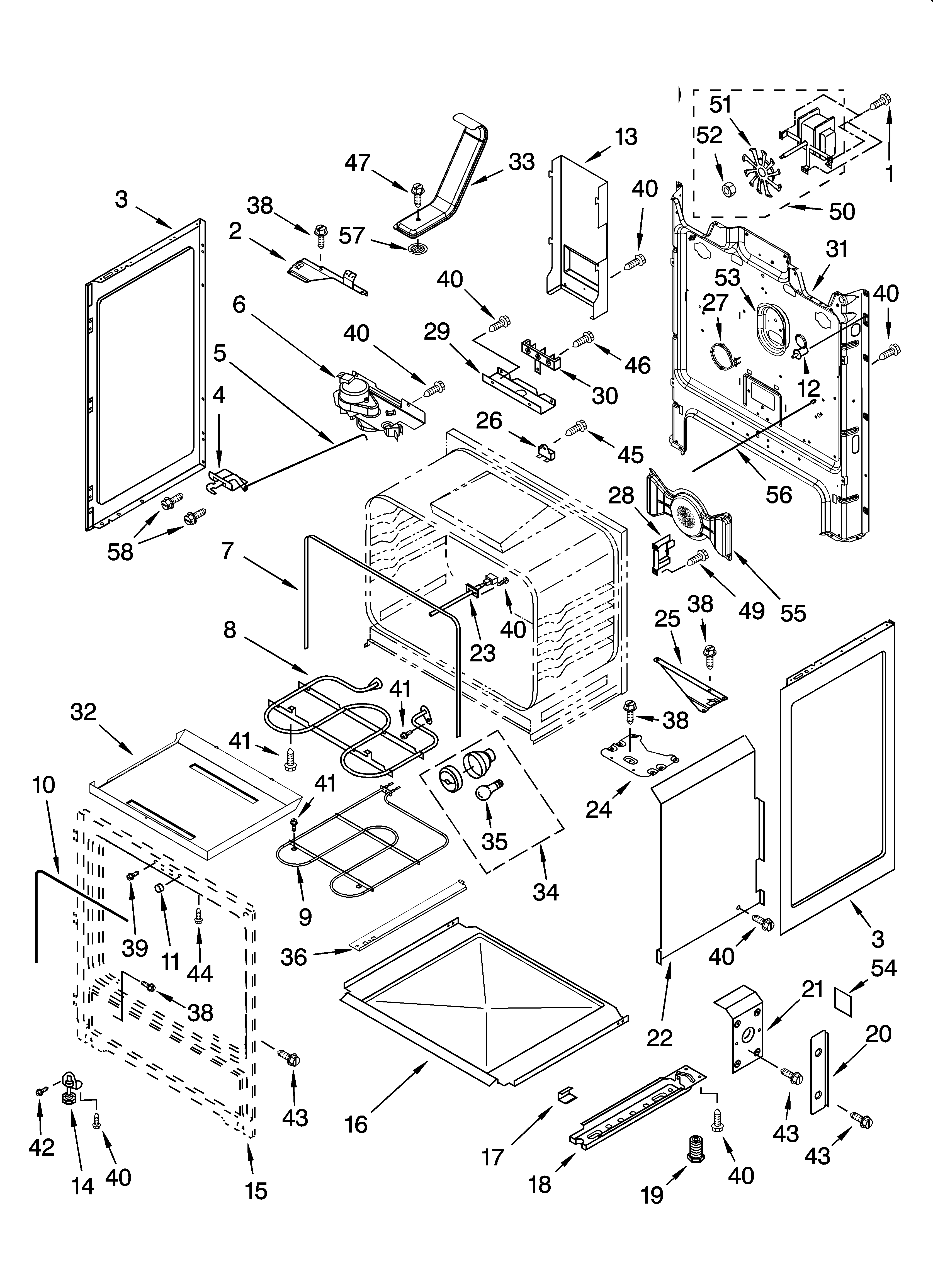 KitchenAid KERI203PWH2 chassis parts diagram