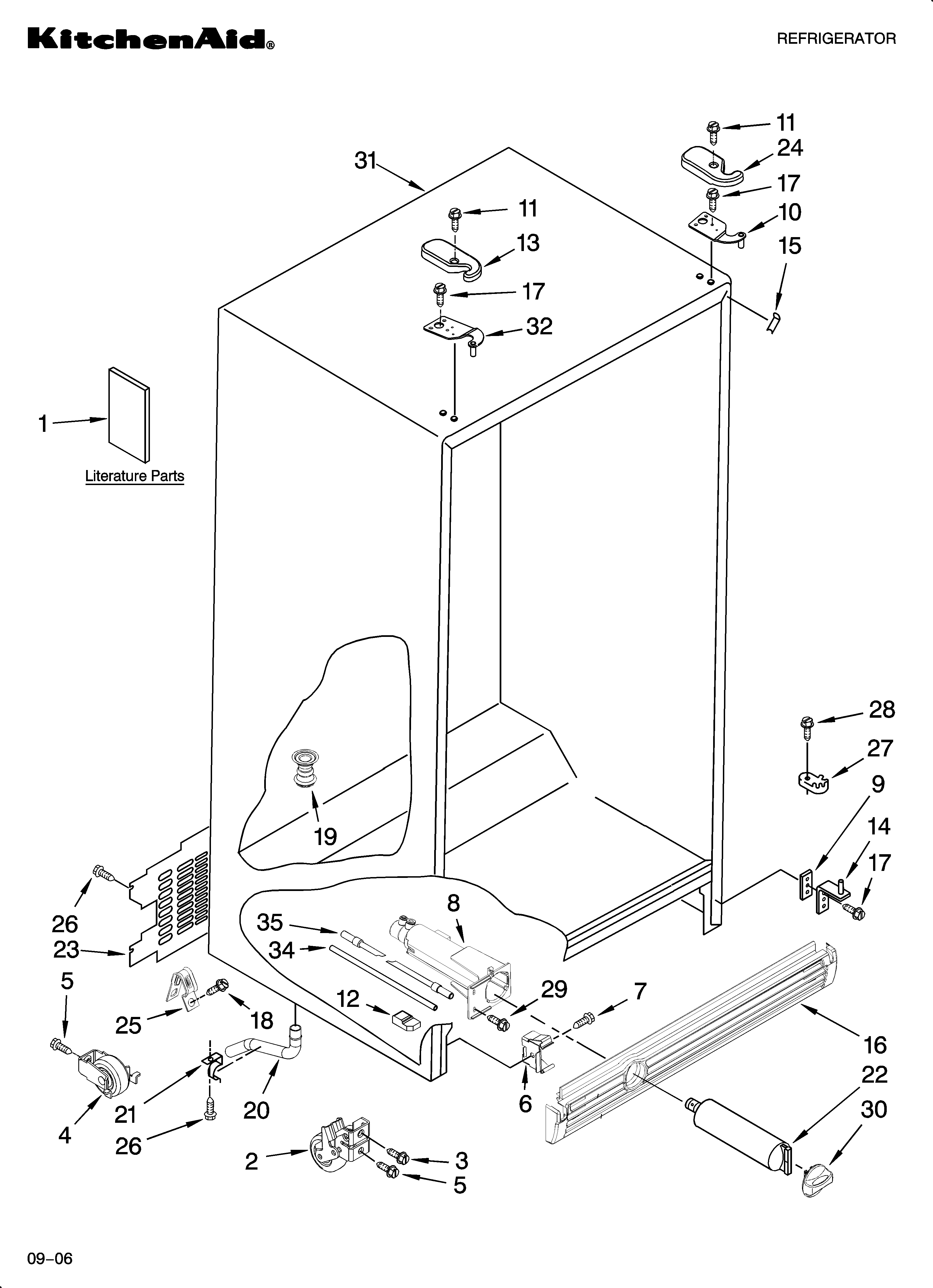 KitchenAid KSRA22CNBT01 cabinet parts diagram