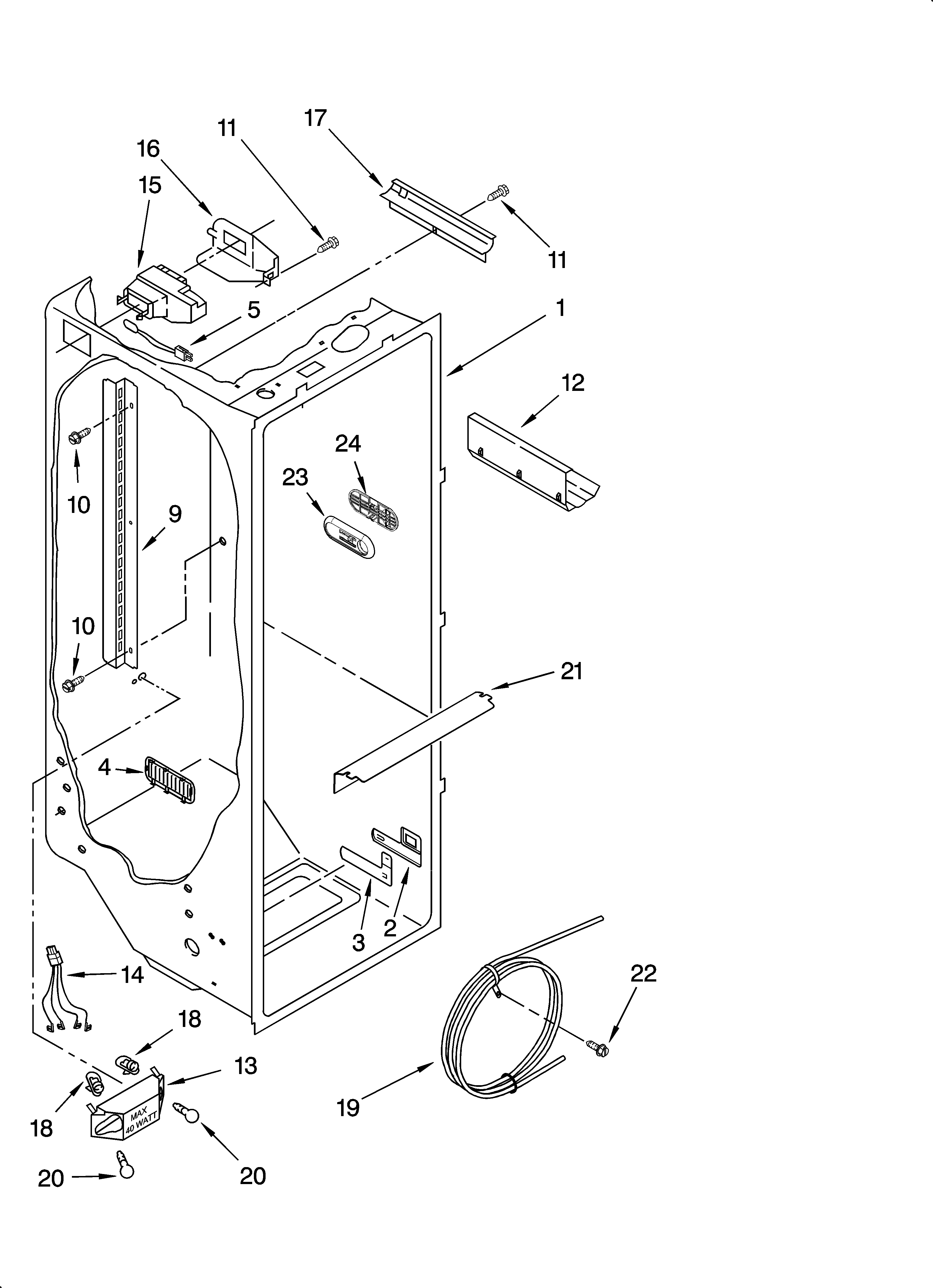 KitchenAid KSRA22CNBT01 refrigerator liner parts diagram