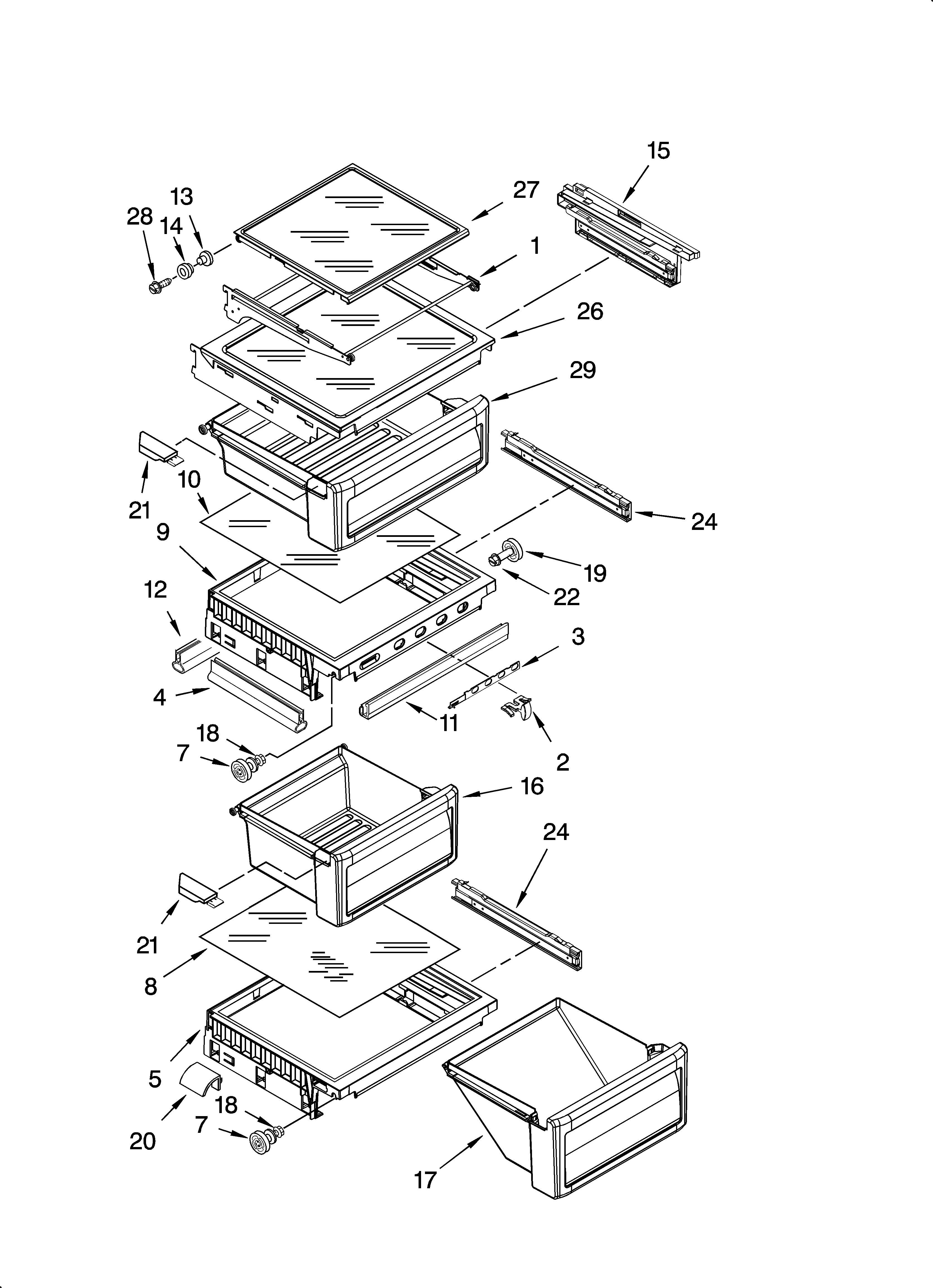 KitchenAid KSRA22CNBT01 refrigerator shelf parts diagram