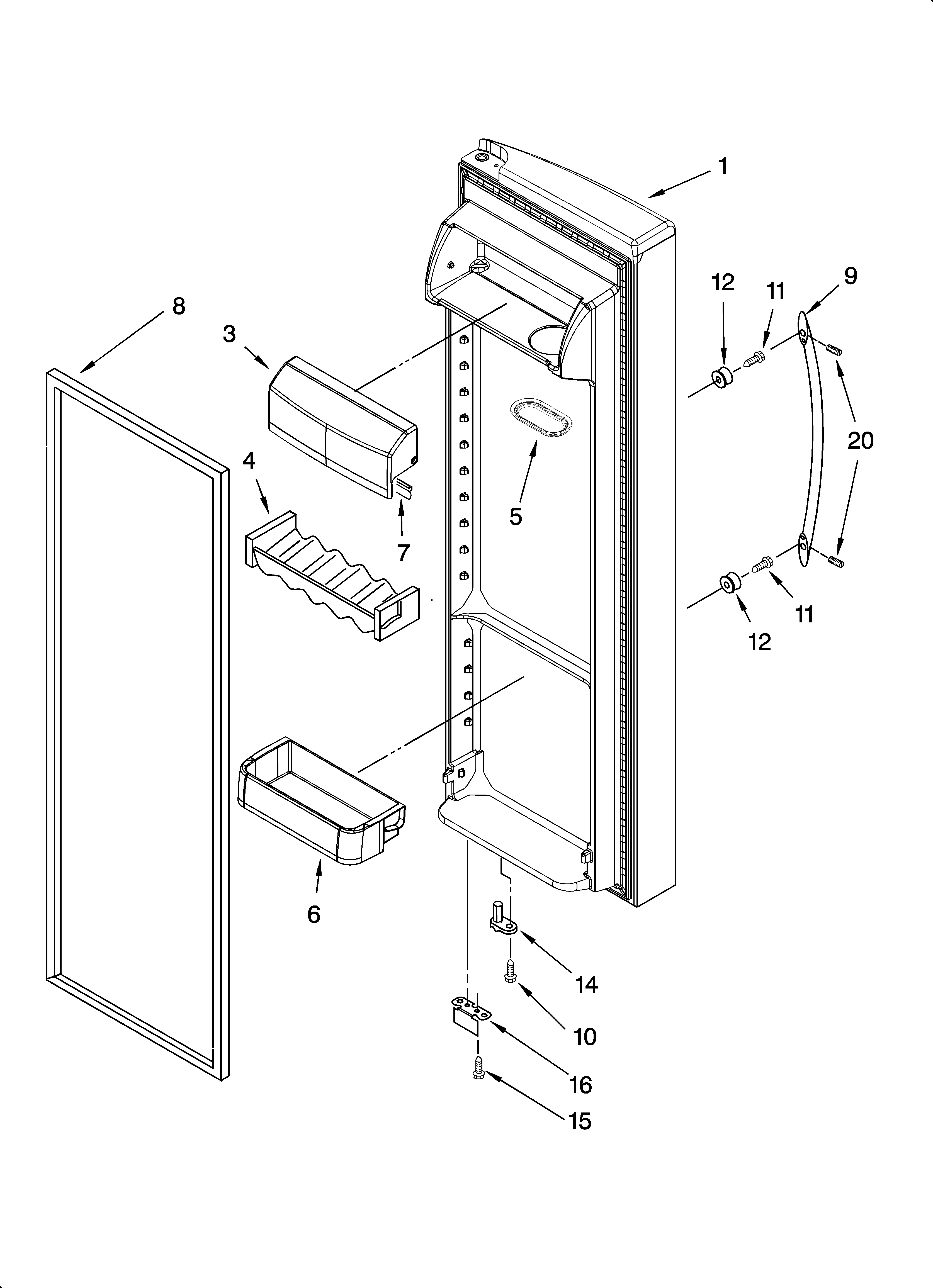 KitchenAid KSRA22CNBT01 refrigerator door parts diagram