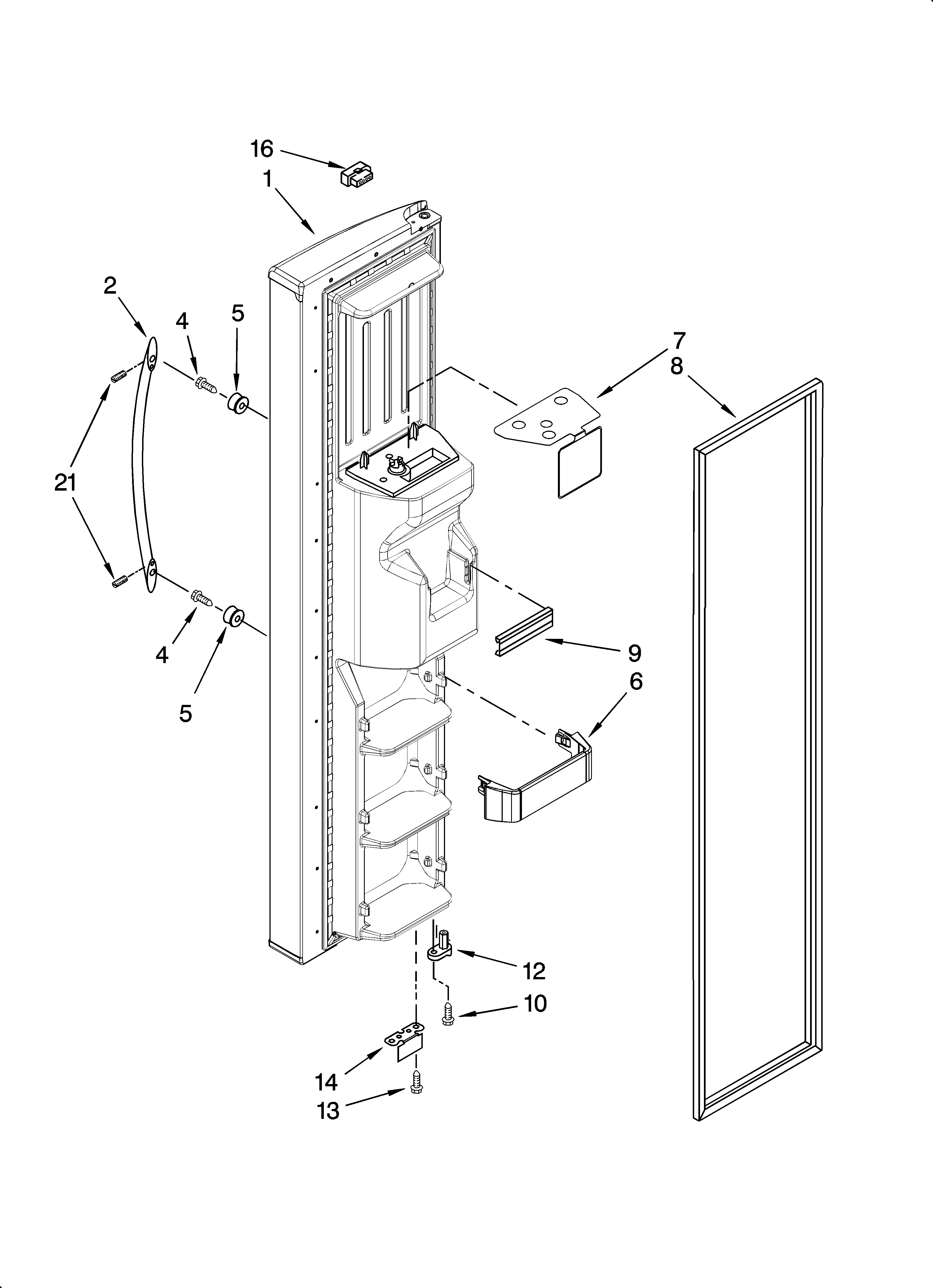 KitchenAid KSRA22CNBT01 freezer door parts diagram