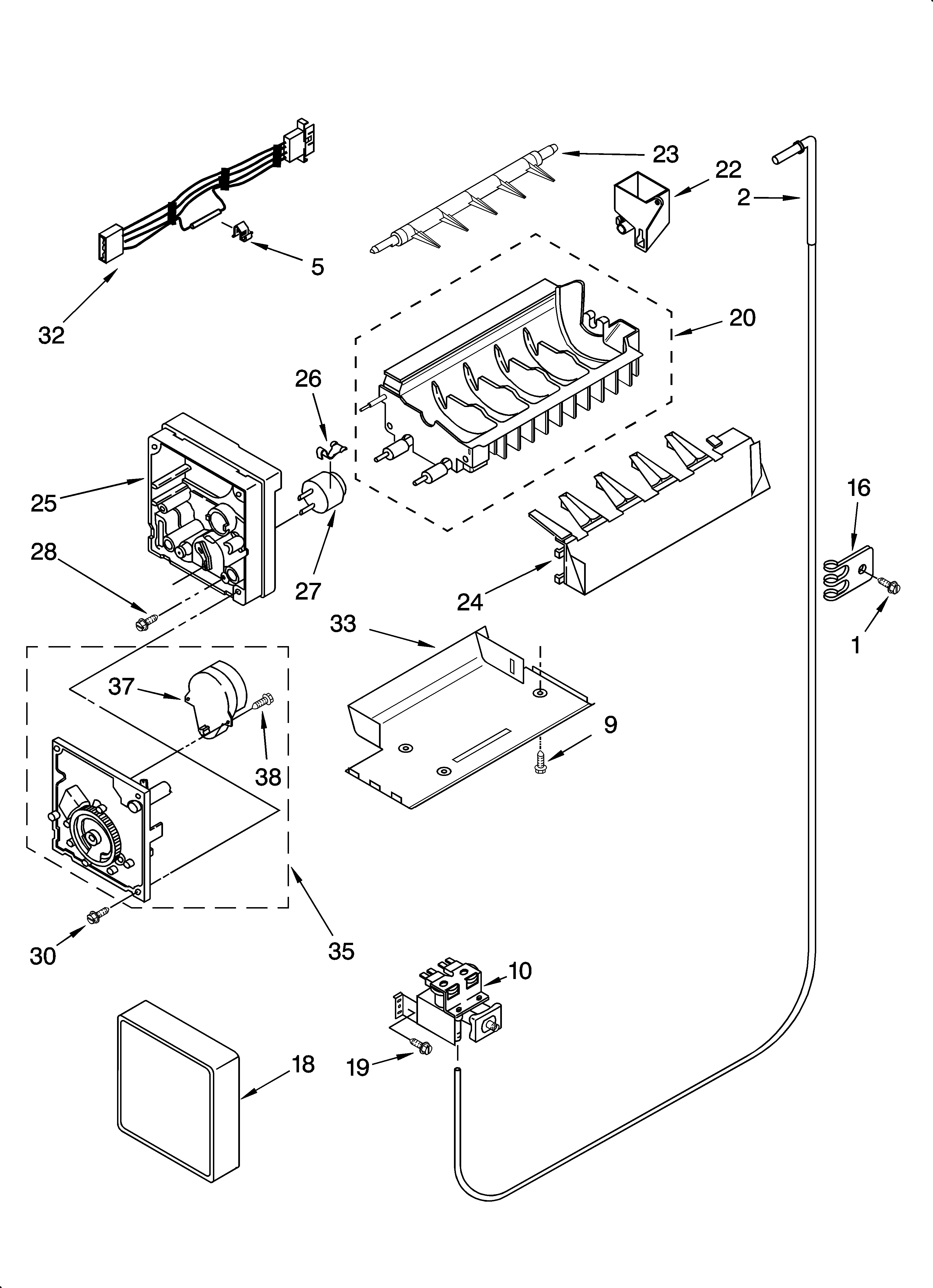 KitchenAid KSRA22CNBT01 icemaker parts diagram