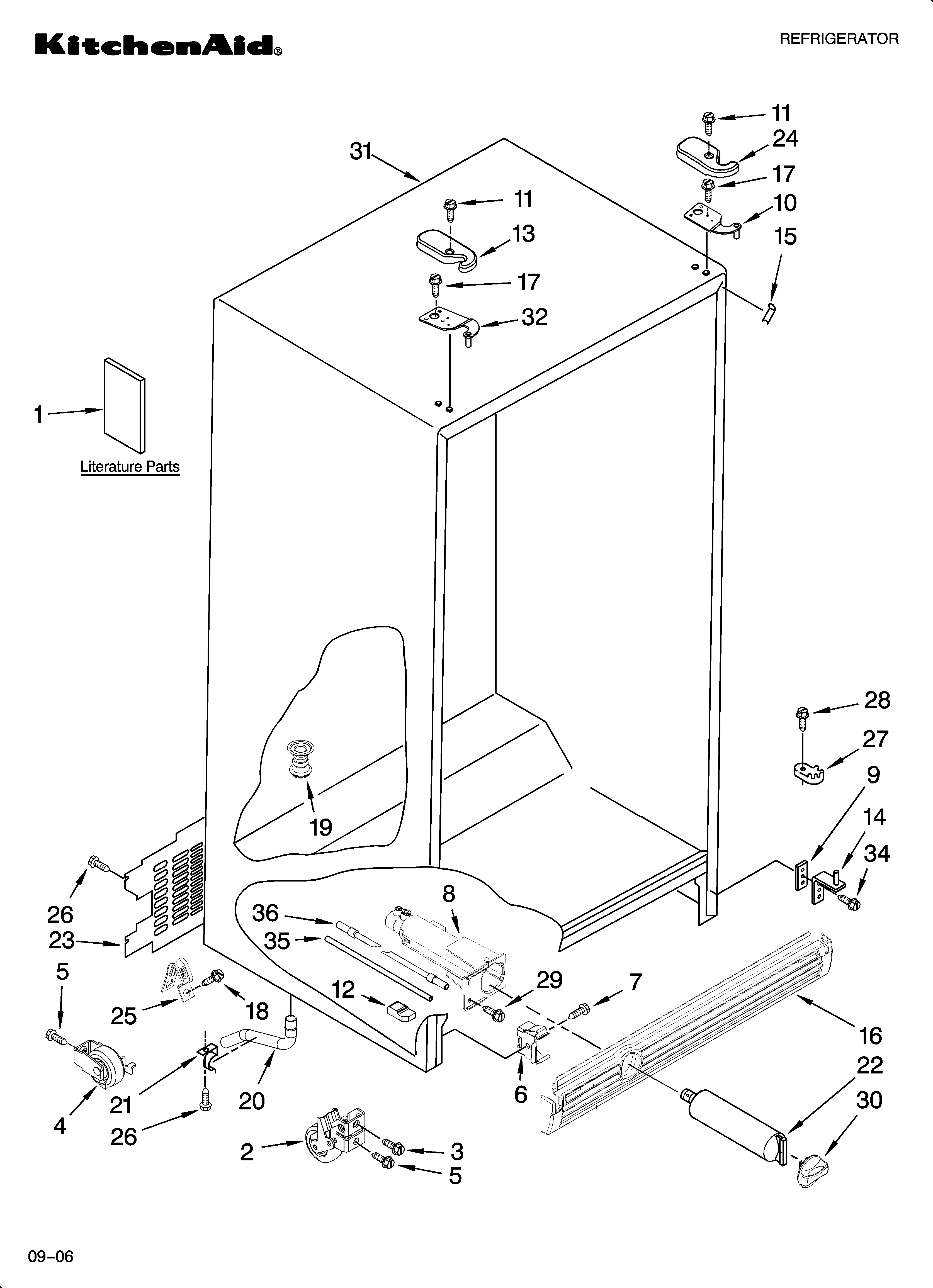 KitchenAid KSRB22FRBX02 cabinet parts diagram
