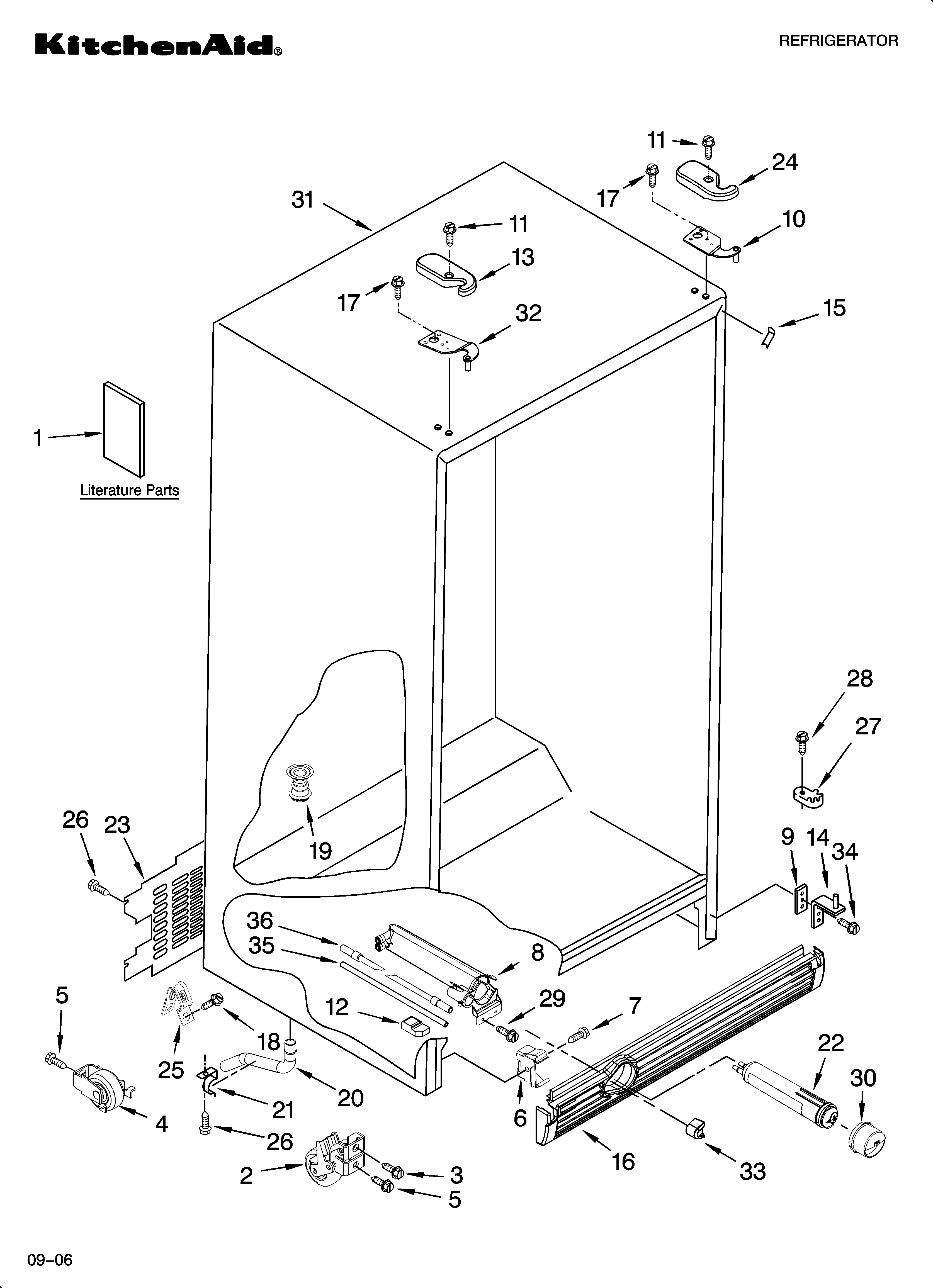 KitchenAid KSRB22FTBX00 cabinet parts diagram