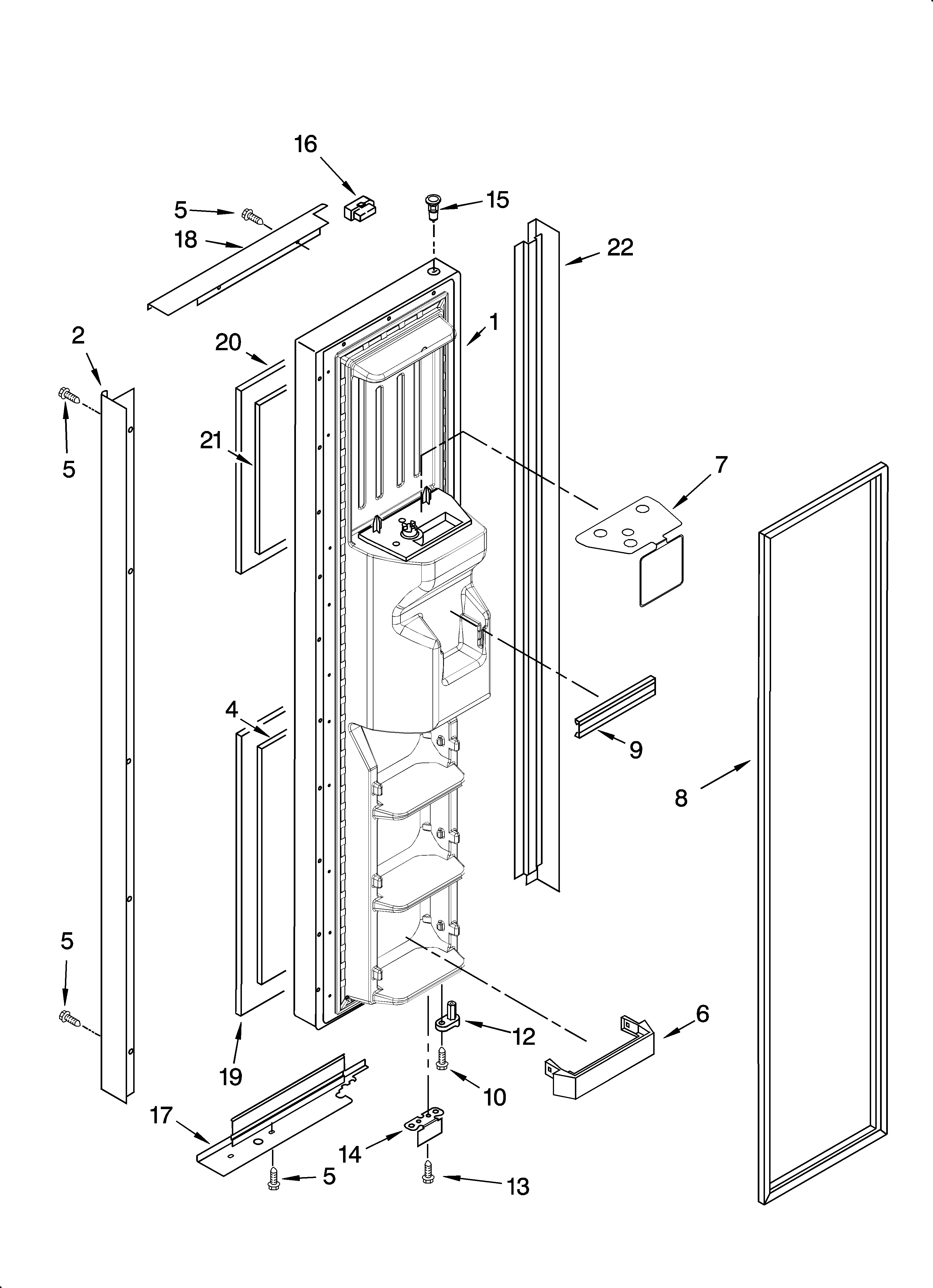 KitchenAid KSRB22FTBX00 freezer door parts diagram