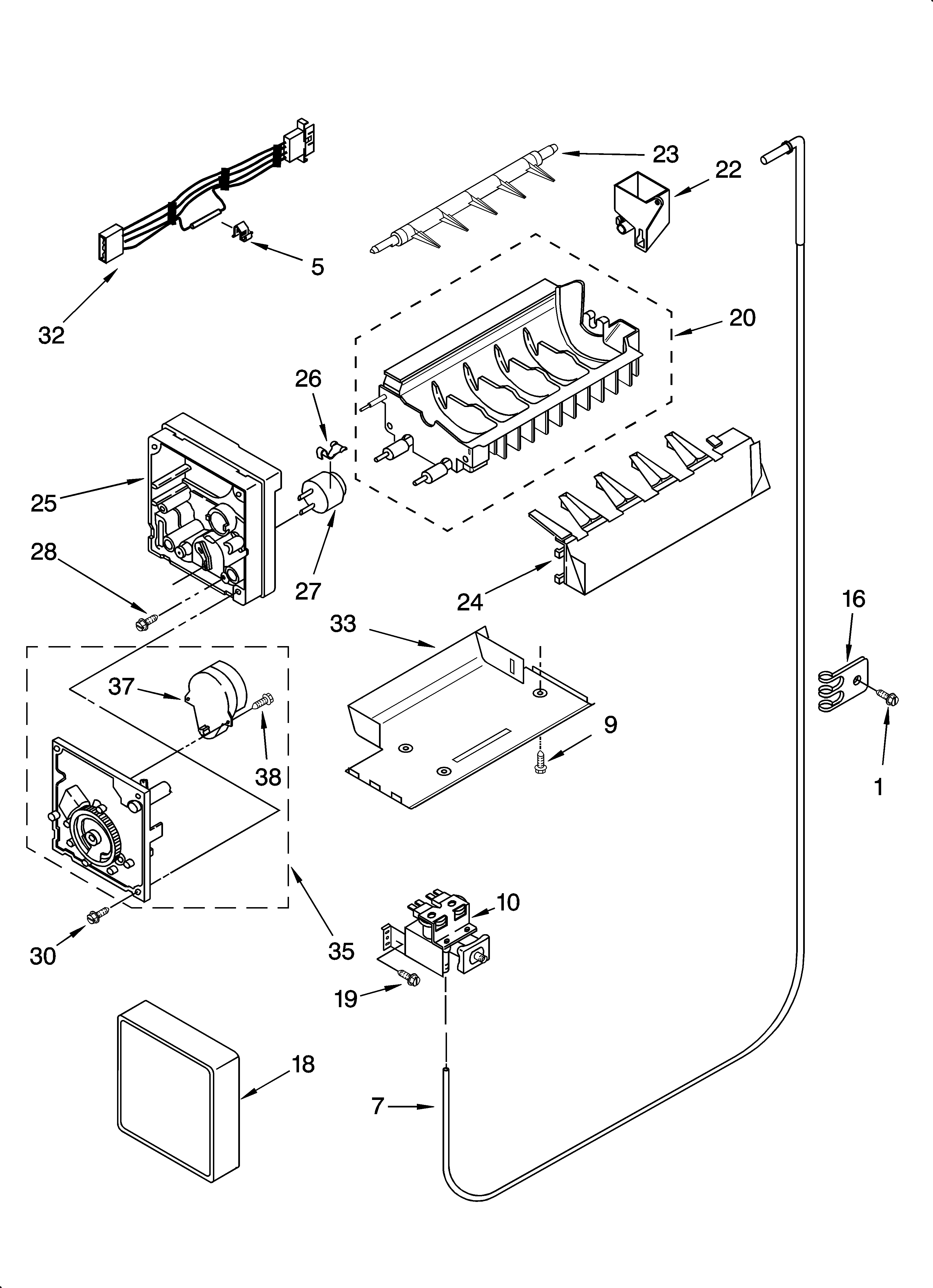 KitchenAid KSRB22FTBX00 icemaker parts diagram