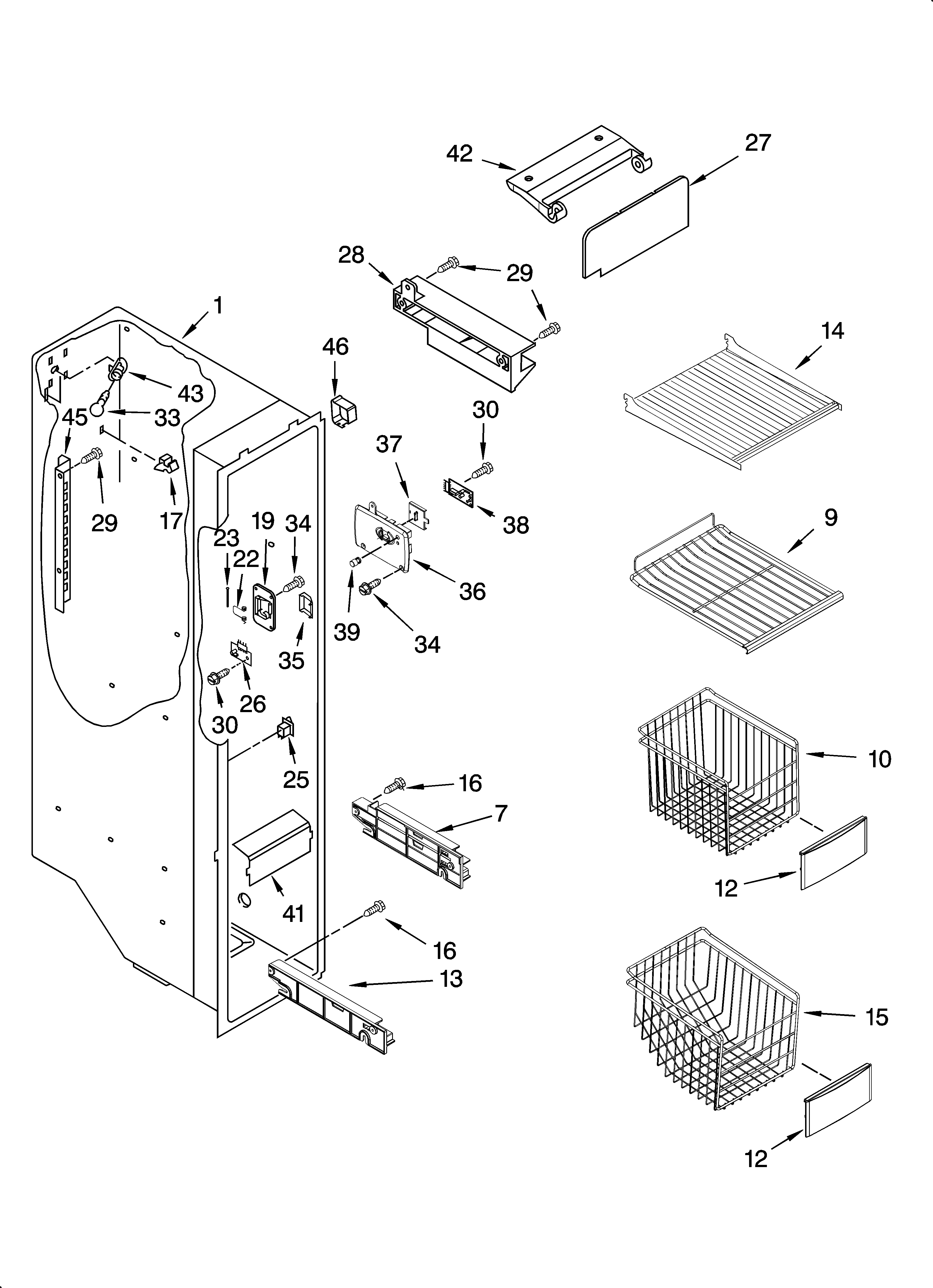 KitchenAid KSRG22FTSS00 freezer liner parts diagram
