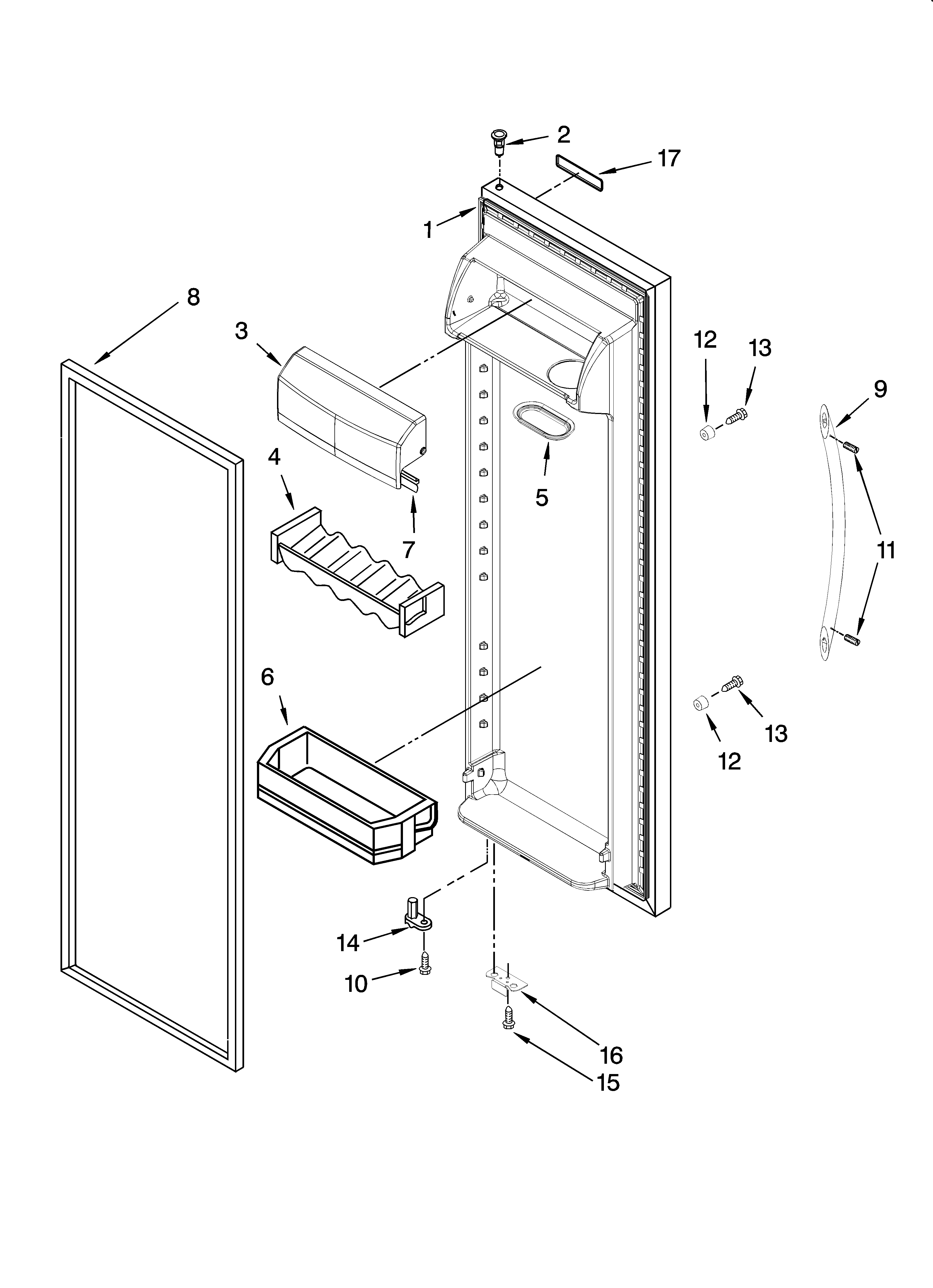 KitchenAid KSRG22FTSS00 refrigerator door parts diagram
