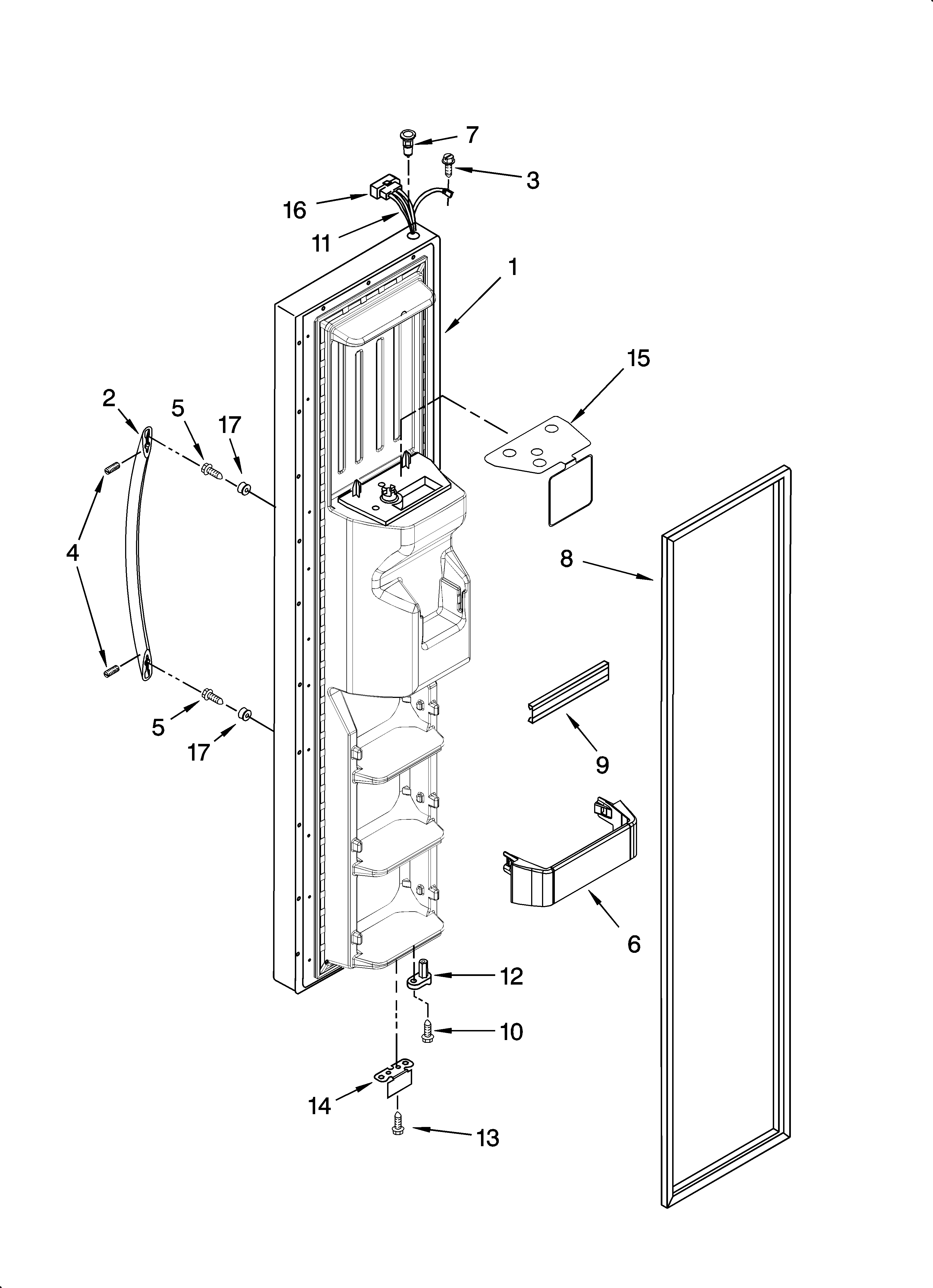 KitchenAid KSRG22FTSS00 freezer door parts diagram