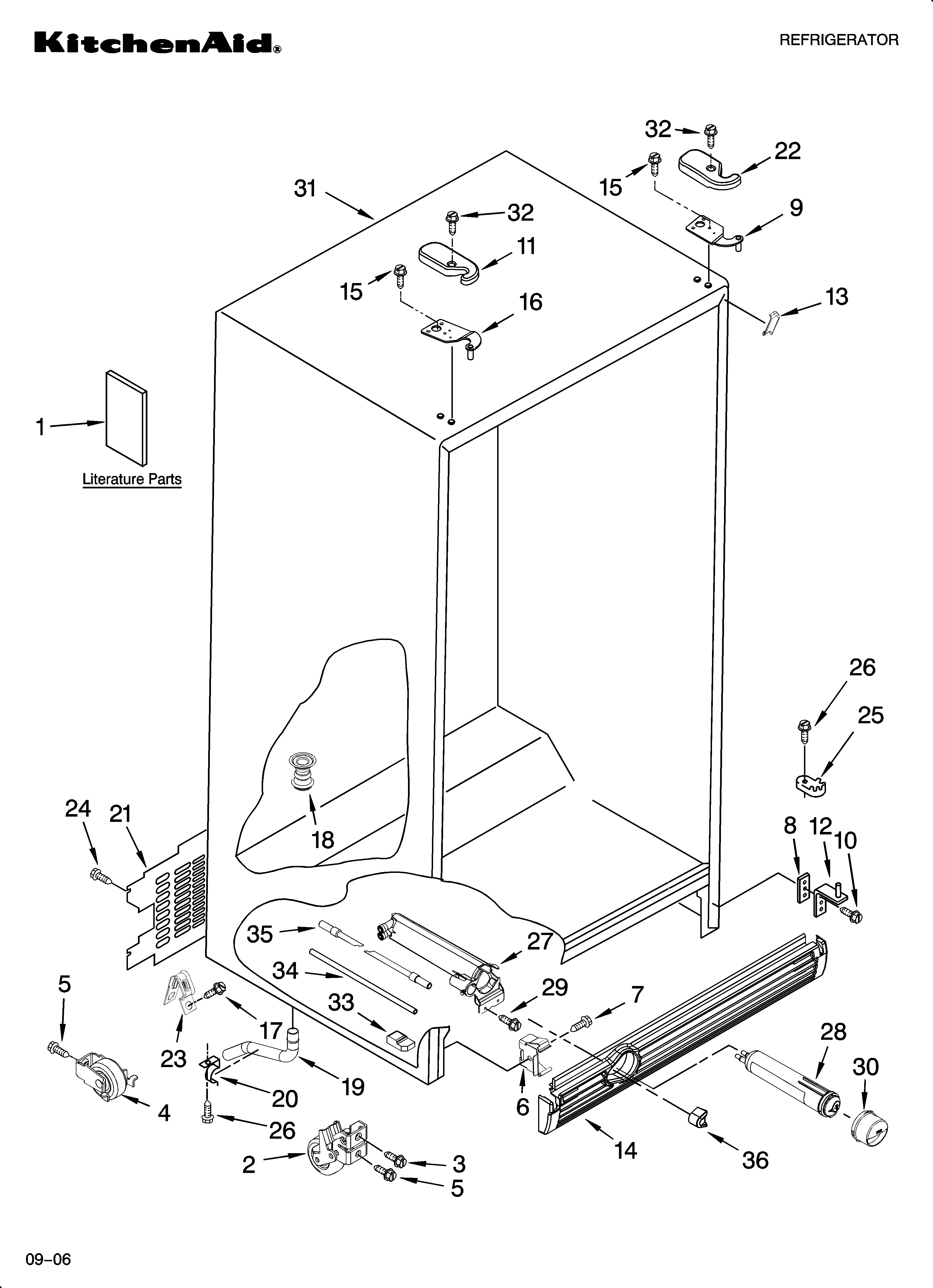 KitchenAid KSRG25FTST00 cabinet parts diagram