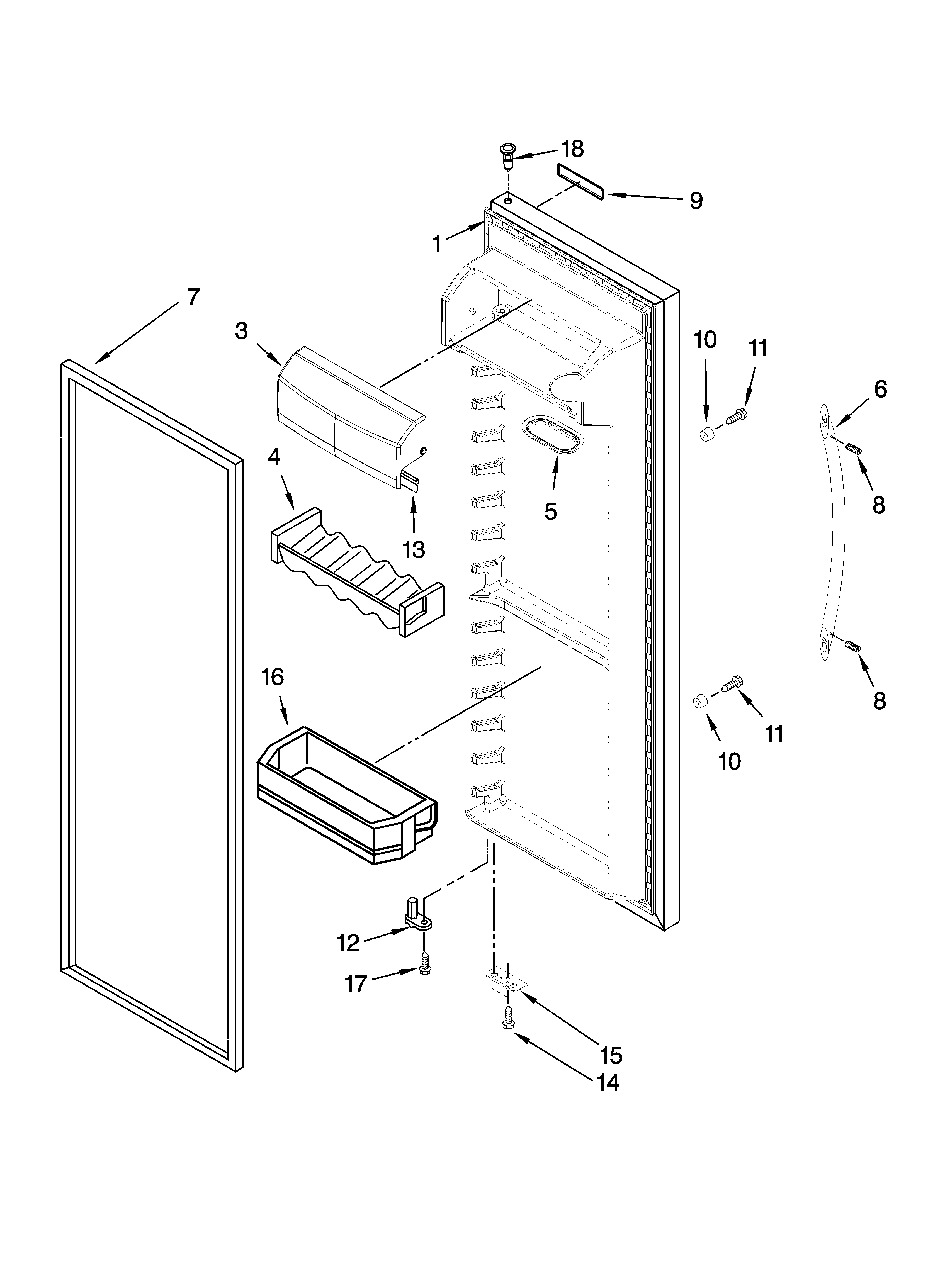 KitchenAid KSRG25FTST00 refrigerator door parts diagram
