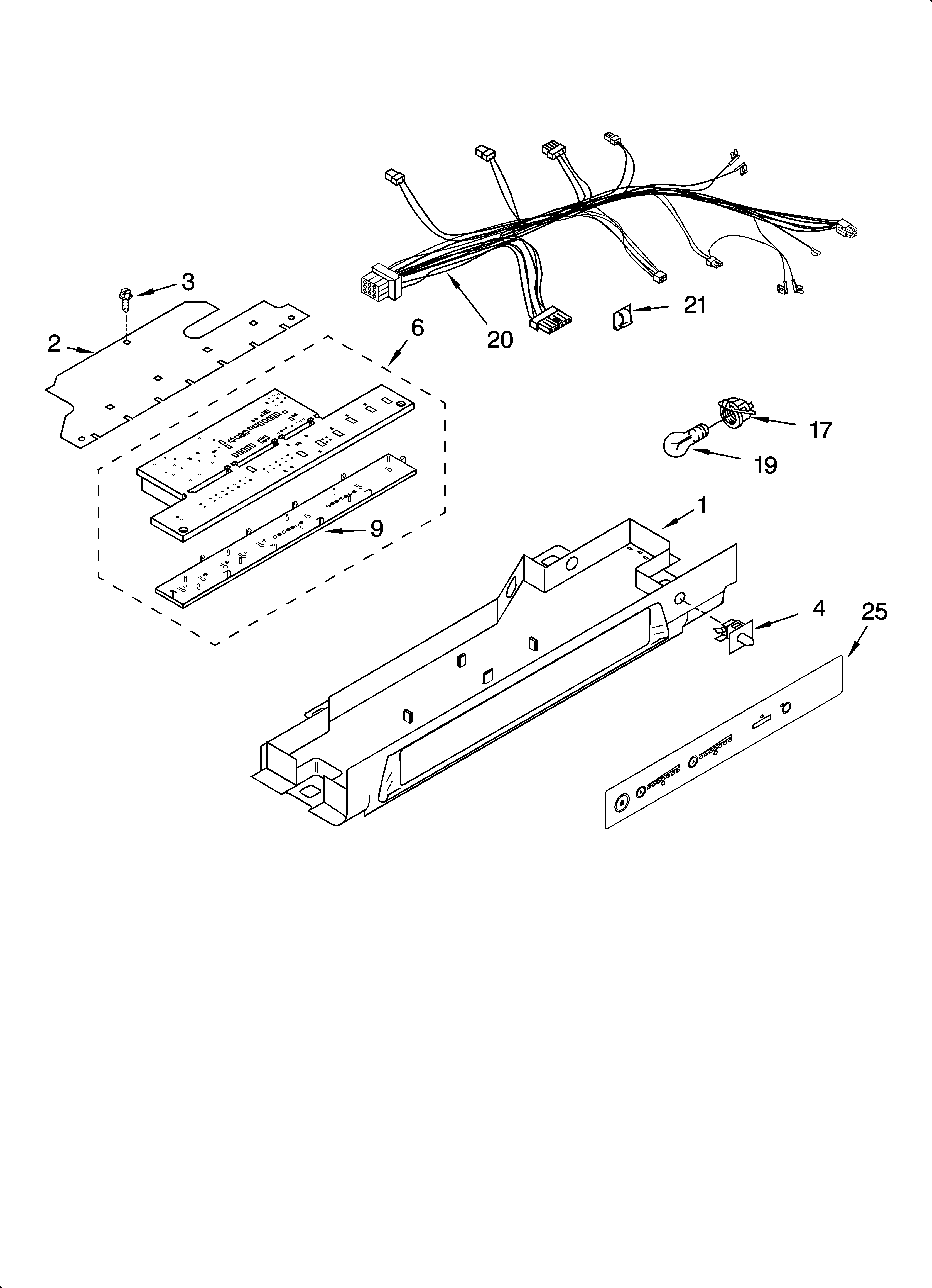 KitchenAid KSRP25FTWH00 control parts diagram