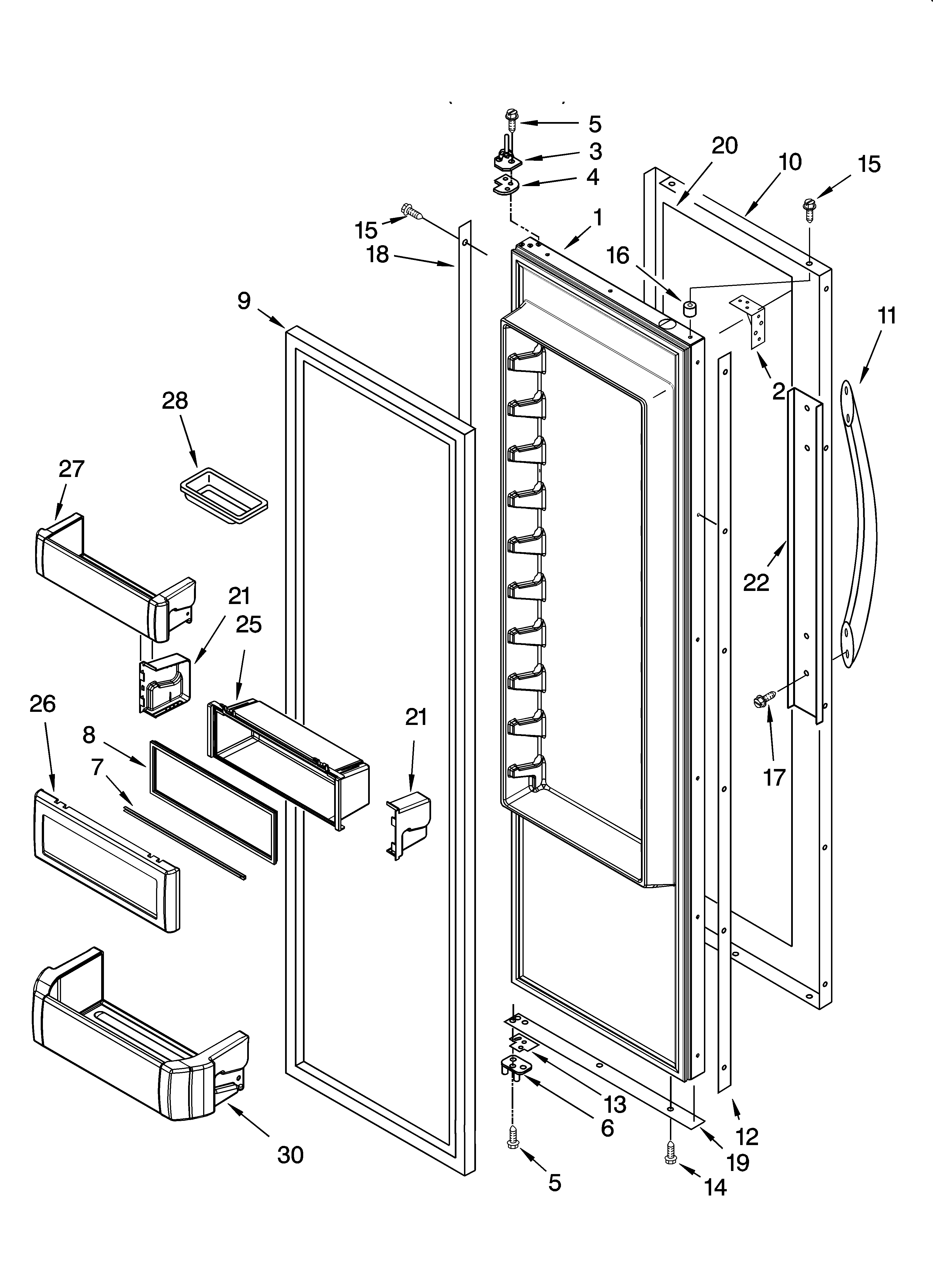KitchenAid KSSC36FMS03 refrigerator door parts diagram