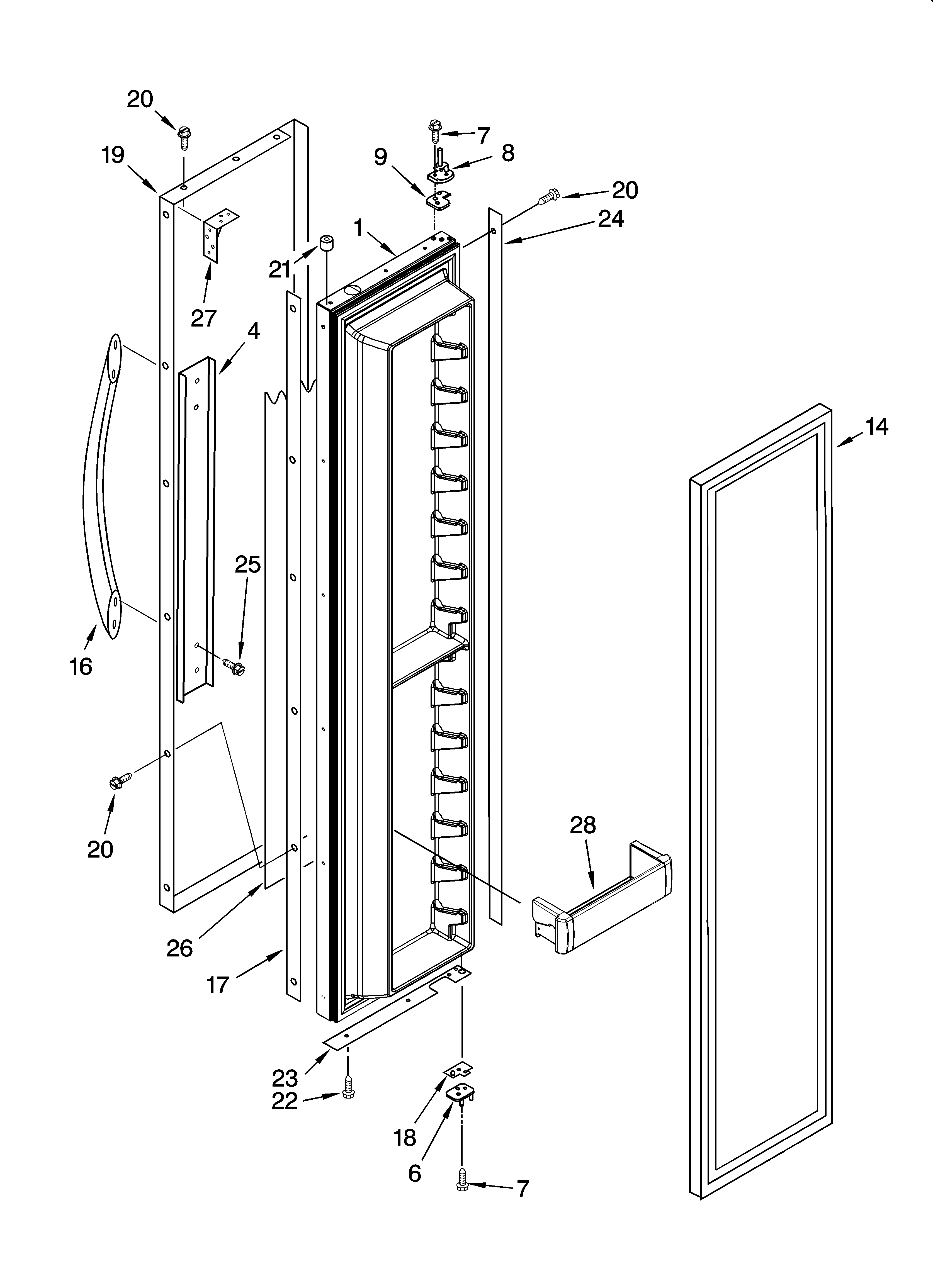 KitchenAid KSSC36FMS03 freezer door parts diagram