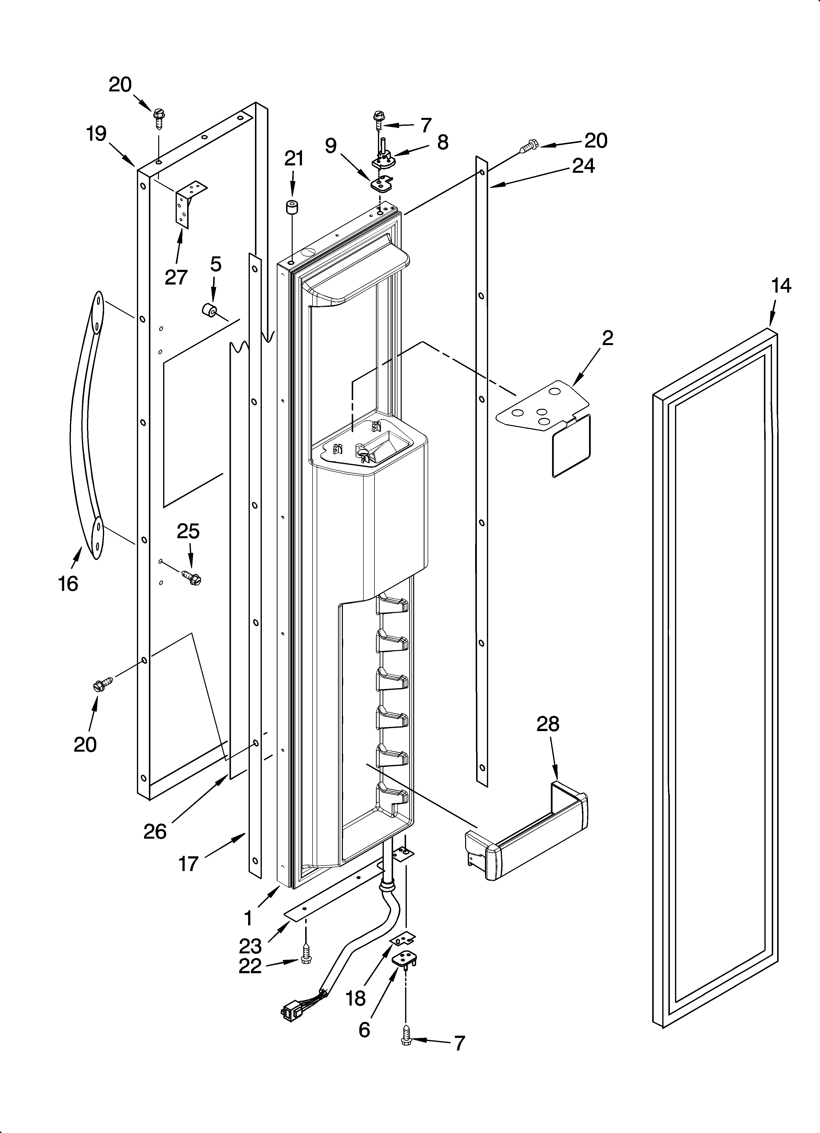 KitchenAid KSSC36QMS03 freezer door parts diagram