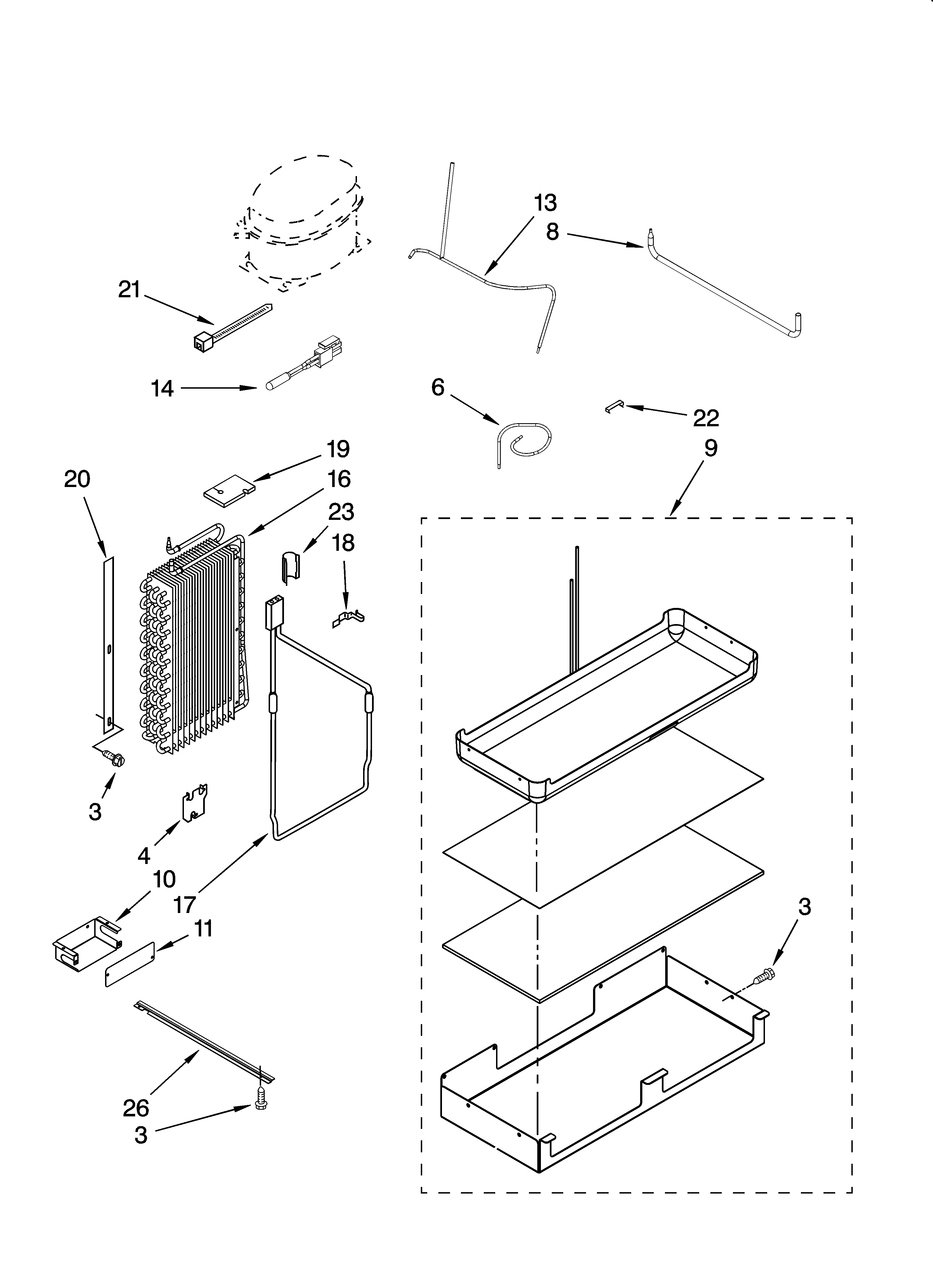 KitchenAid KSSC48FMS03 lower unit and tube parts diagram