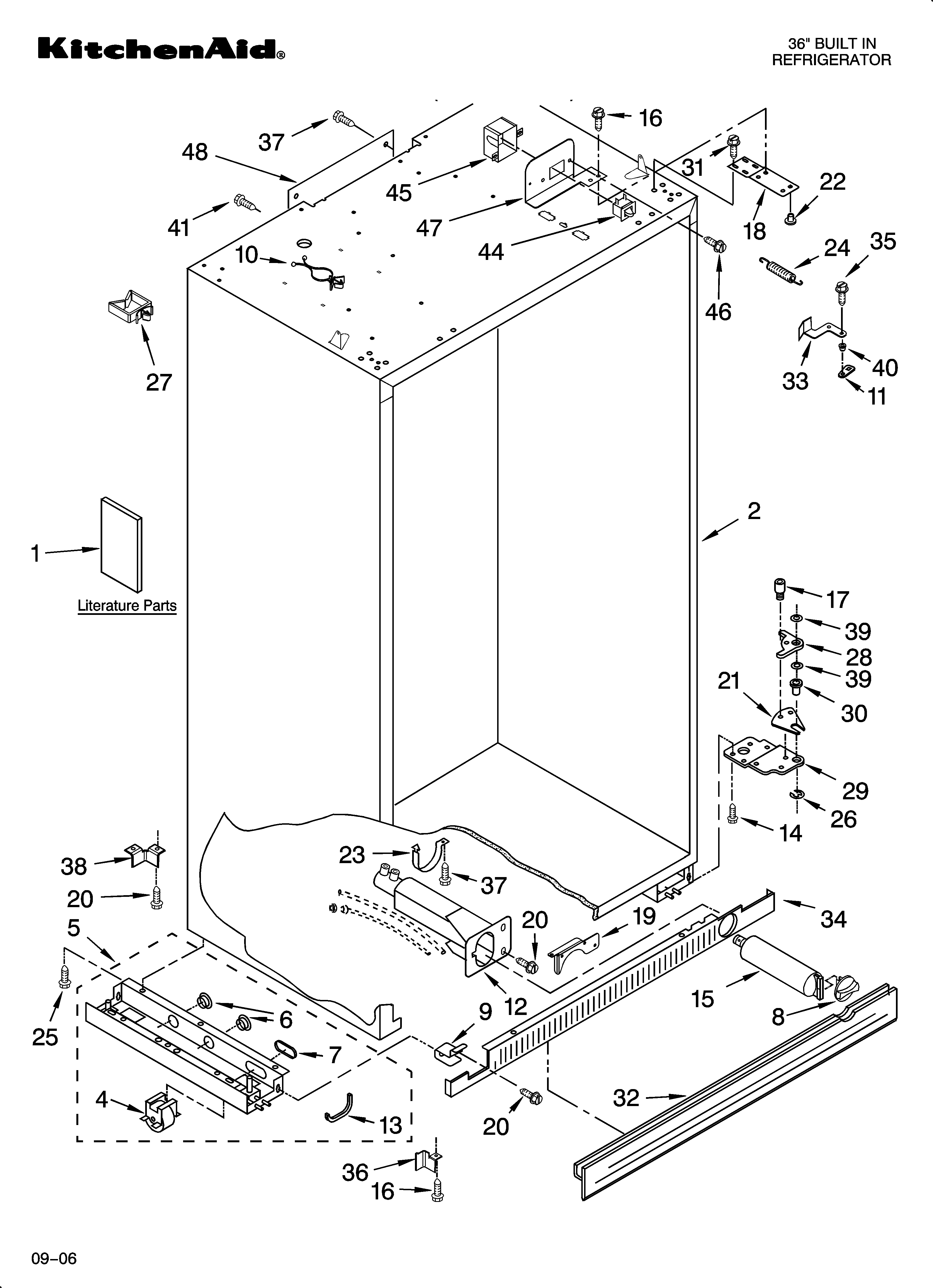 KitchenAid KSSO36FMX03 cabinet parts diagram