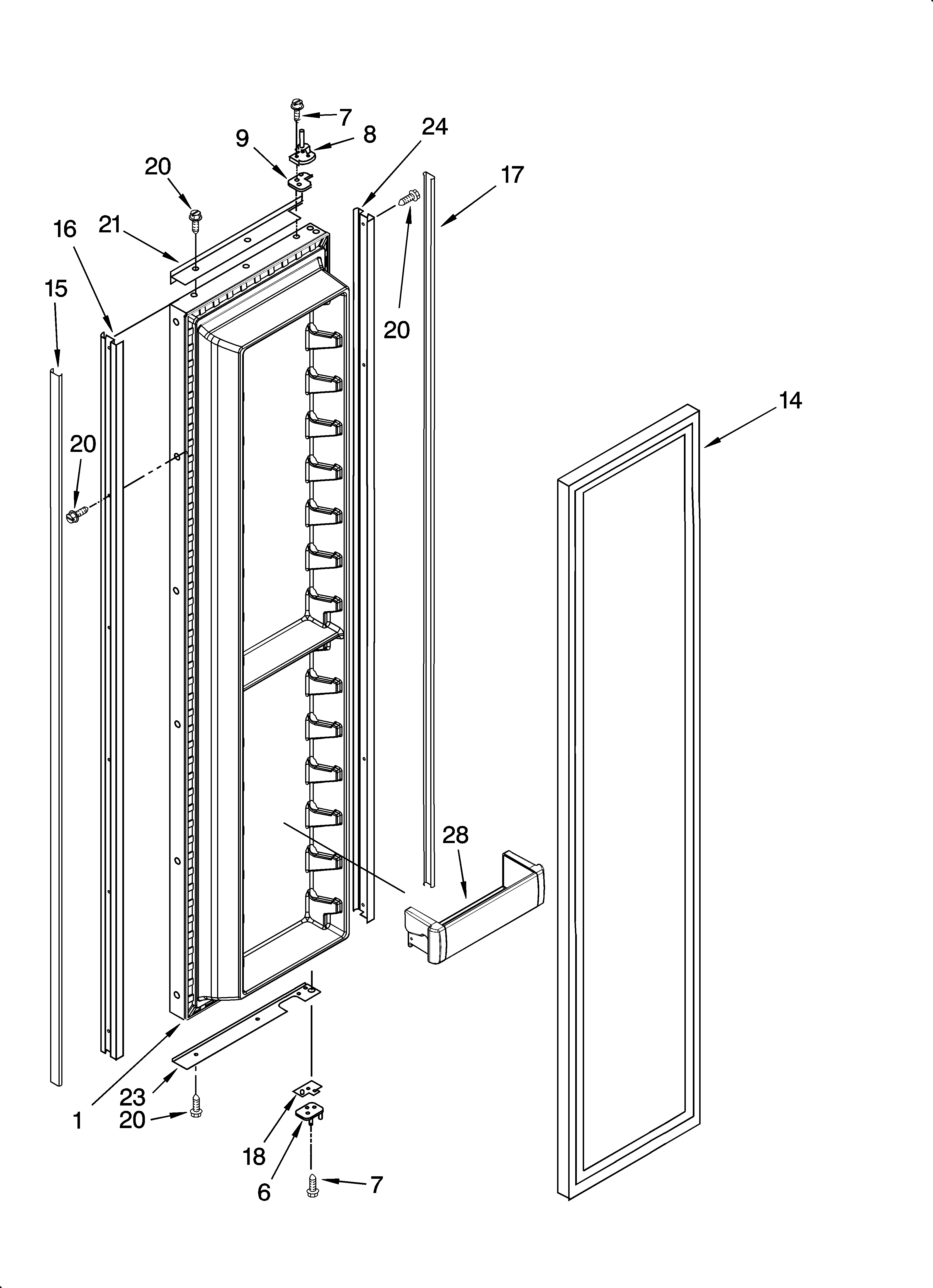 KitchenAid KSSO36FMX03 freezer door parts diagram