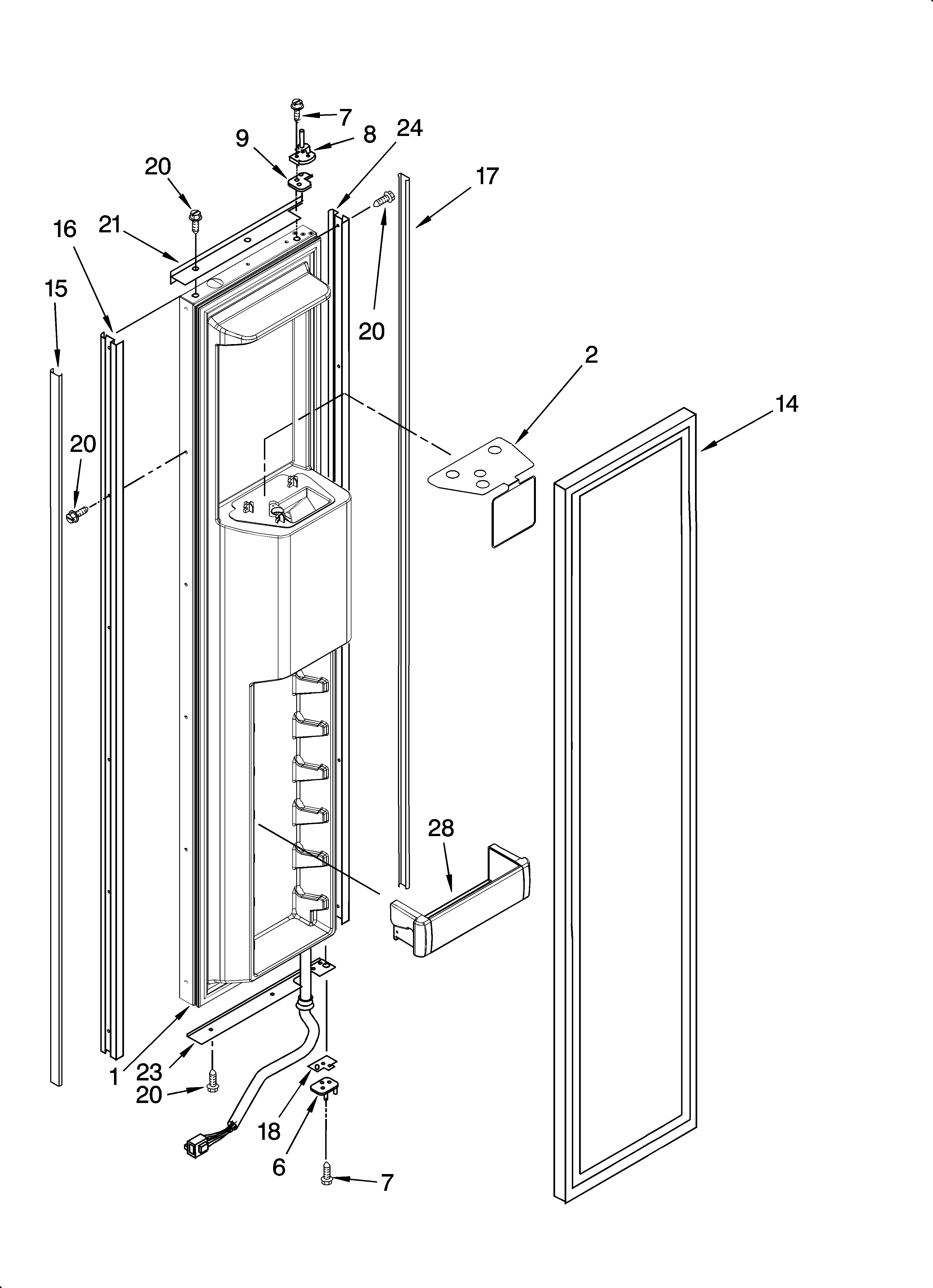 KitchenAid KSSO36QMB02 freezer door parts diagram