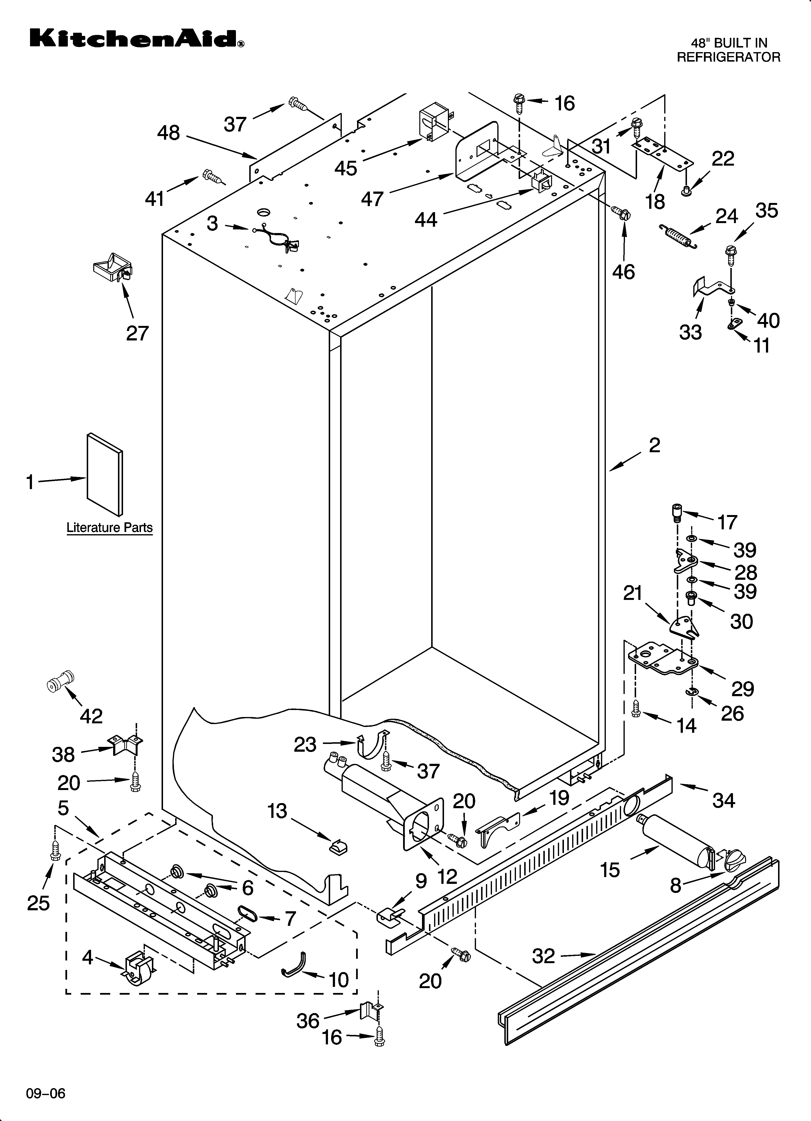 KitchenAid KSSO48QMB03 cabinet parts diagram