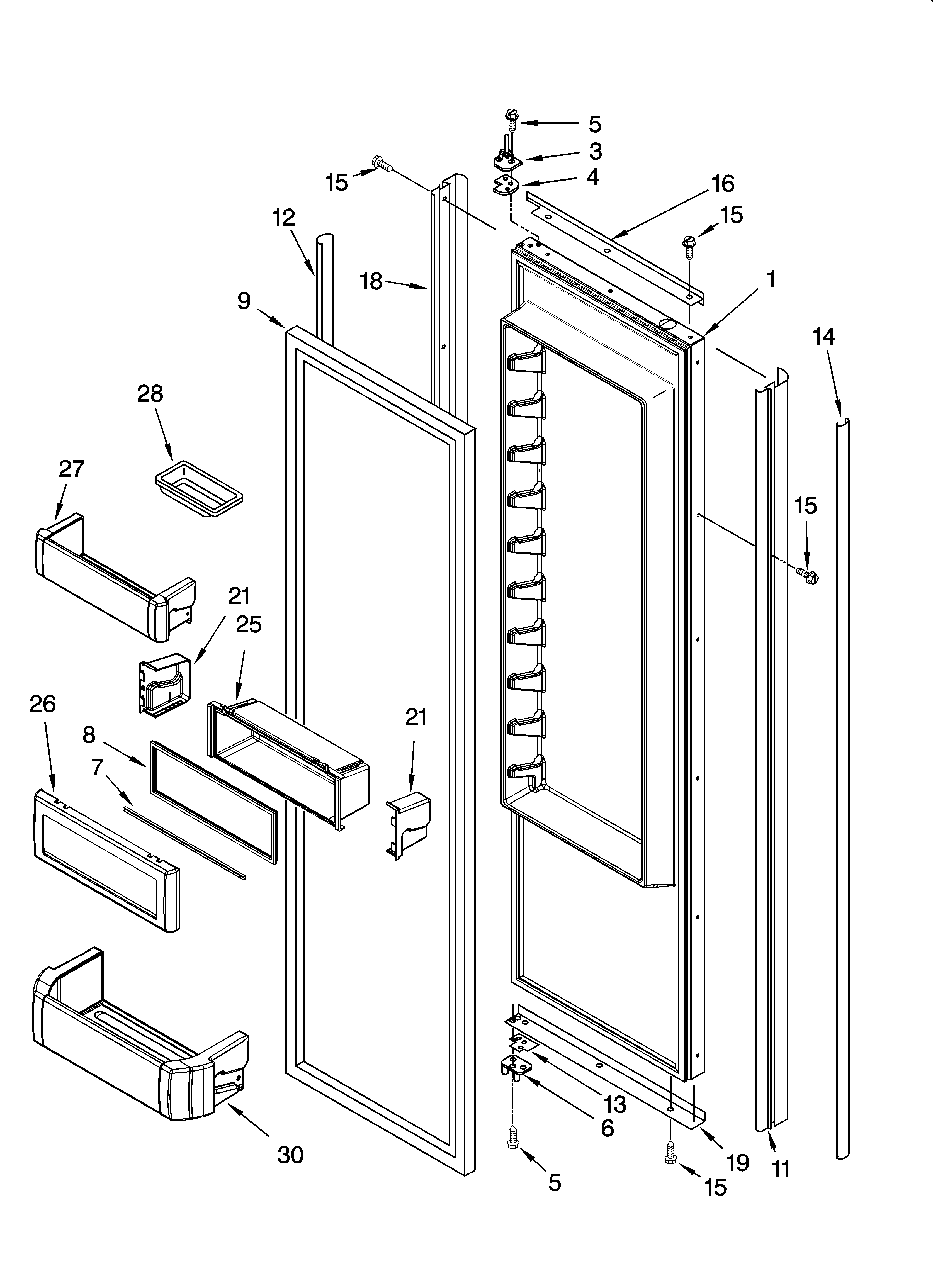 KitchenAid KSSO48QMB03 refrigerator door parts diagram