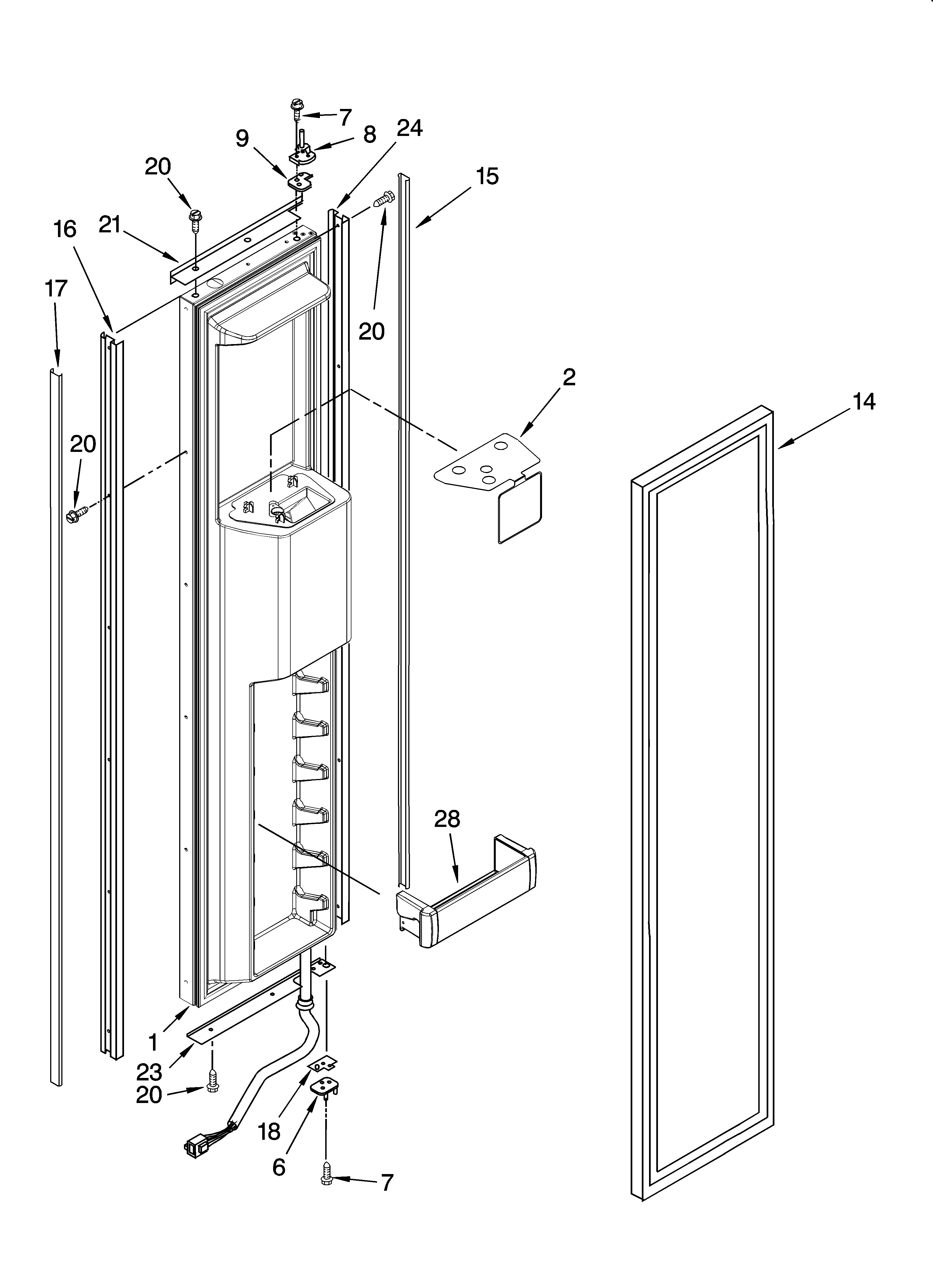 KitchenAid KSSO48QMB03 freezer door parts diagram