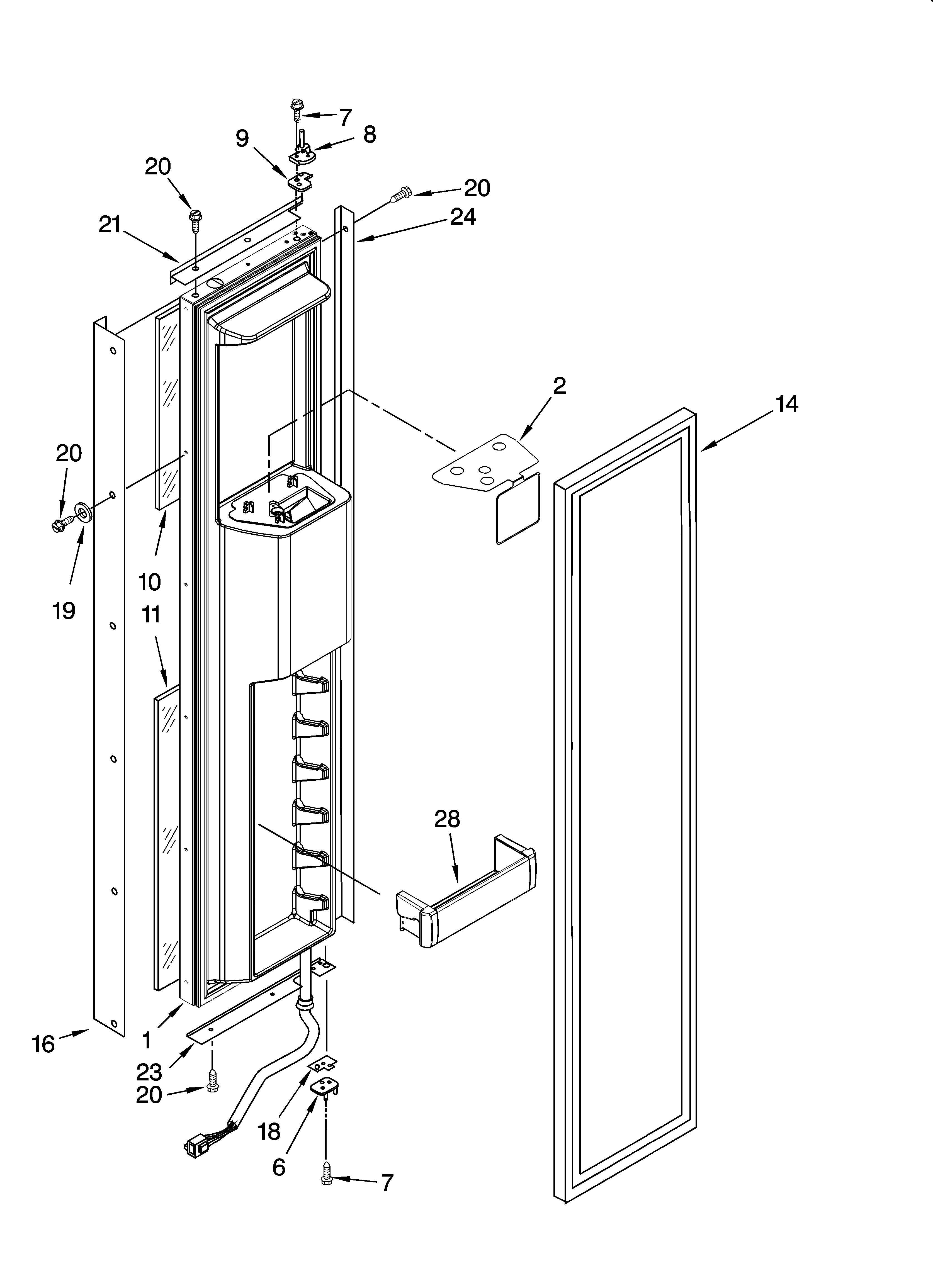 KitchenAid KSSP42QMS03 freezer door parts diagram