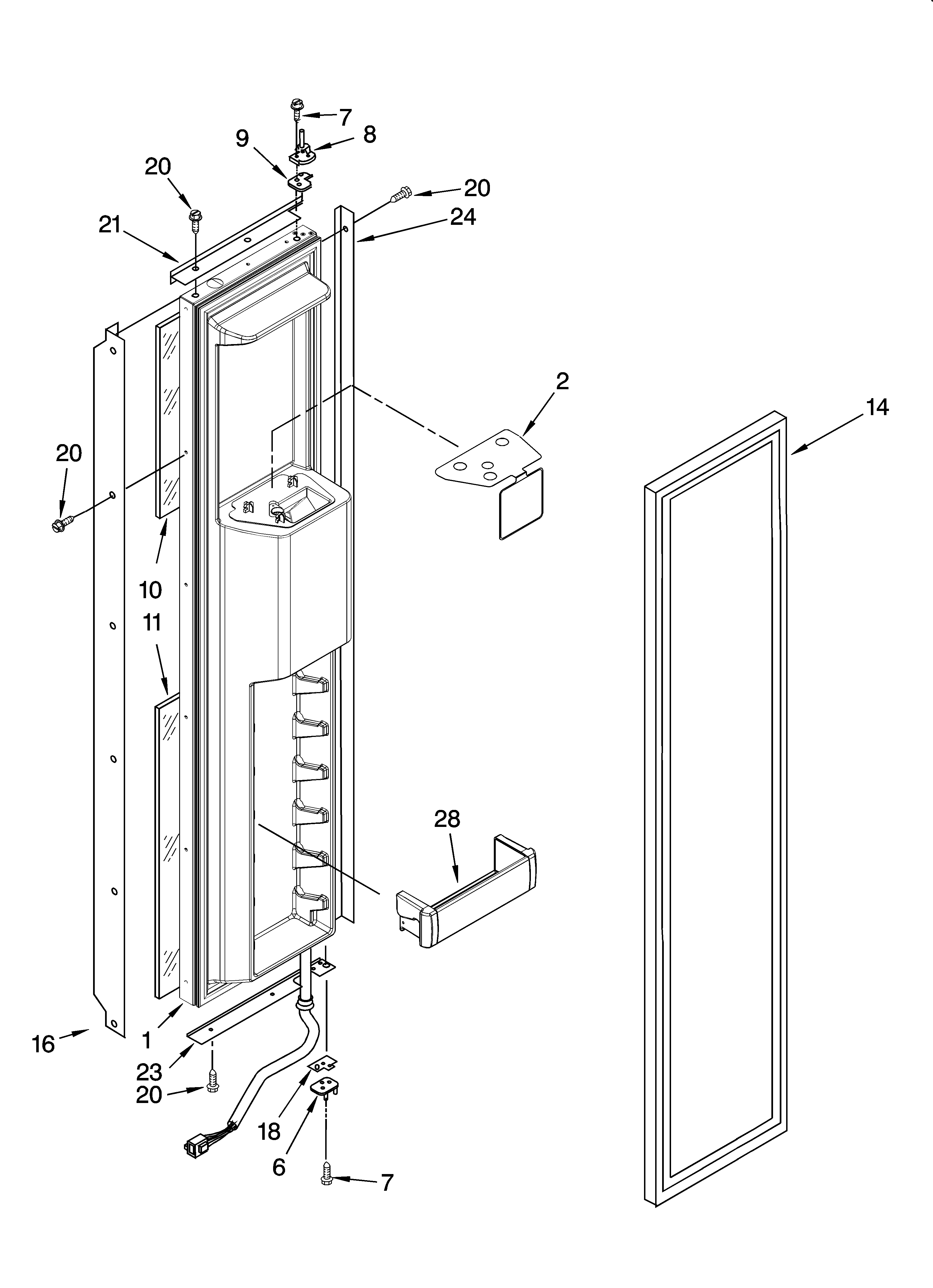 KitchenAid KSSP48QMS03 freezer door parts diagram