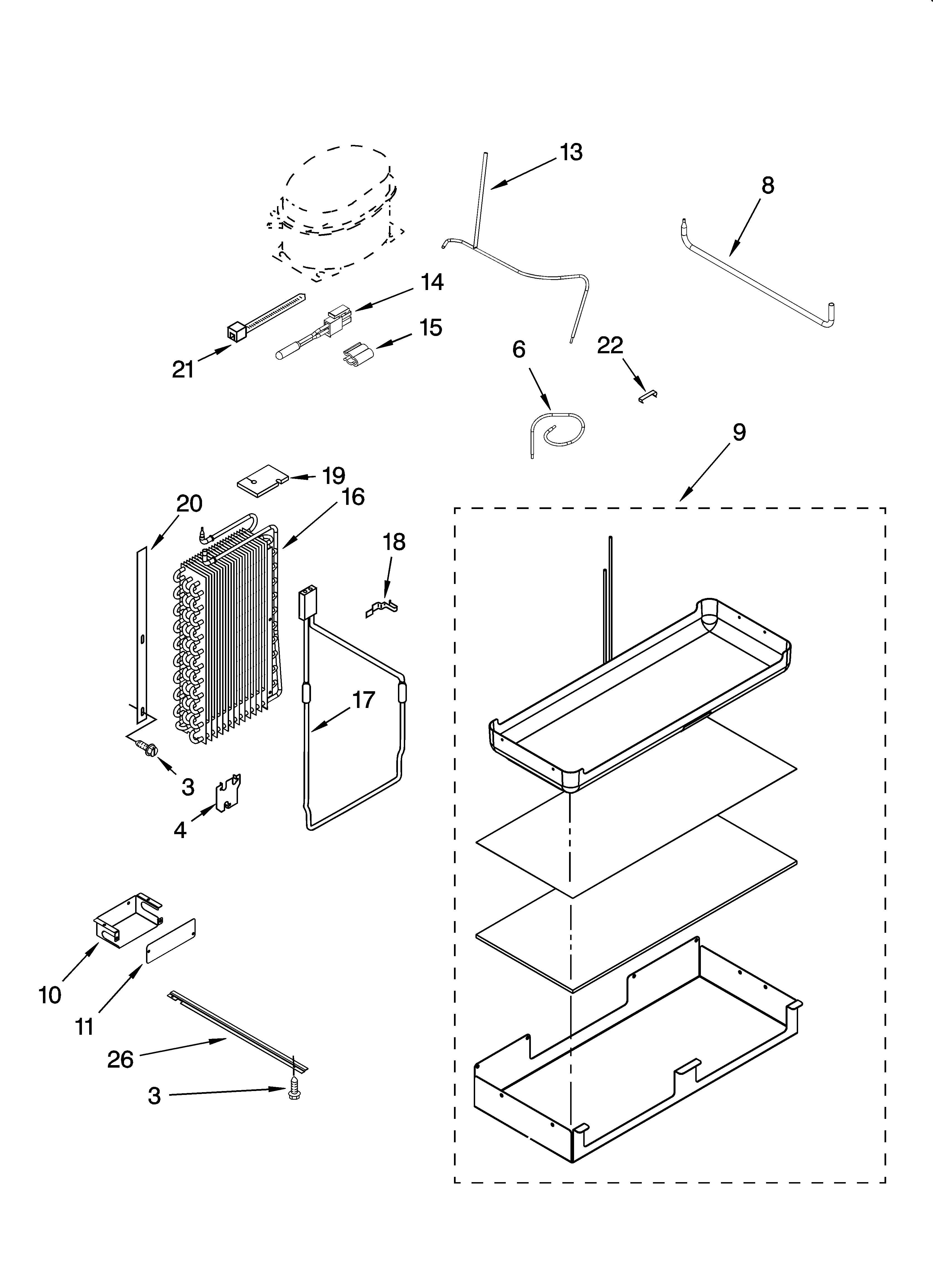 KitchenAid KSSS36FMX03 lower unit and tube parts diagram