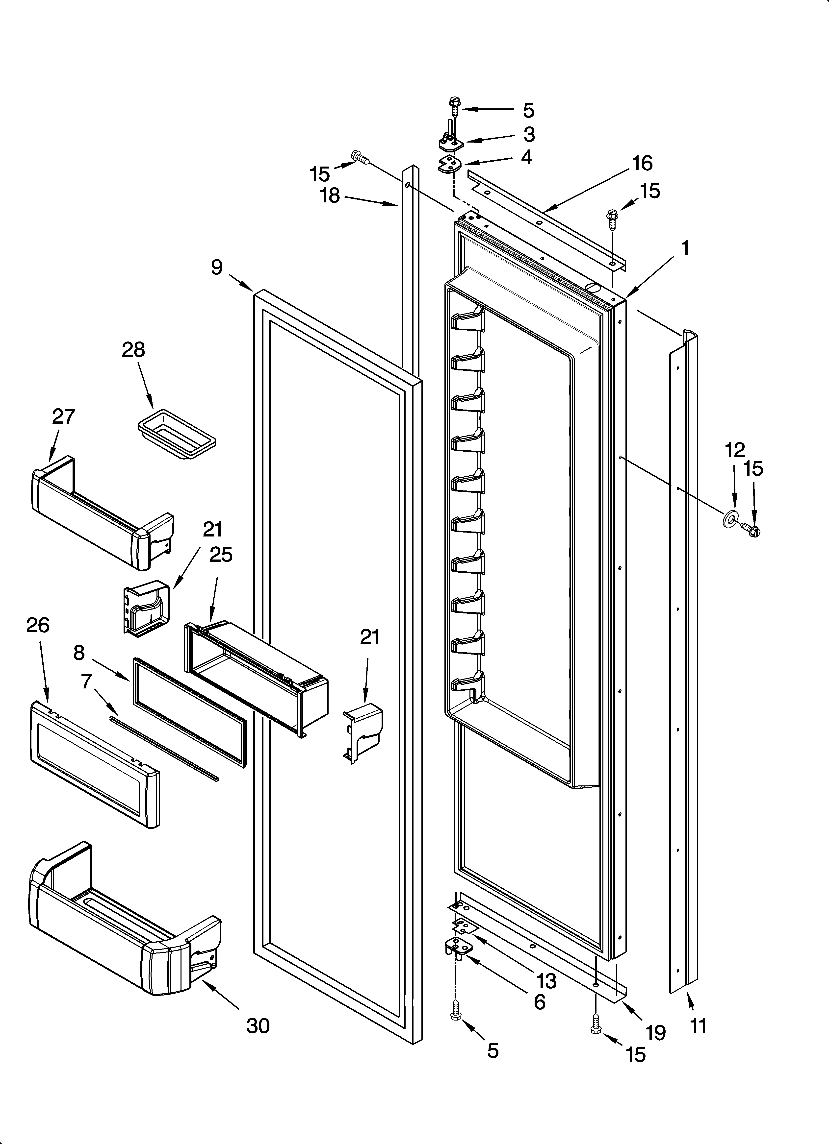 KitchenAid KSSS36QMX03 refrigerator door parts diagram
