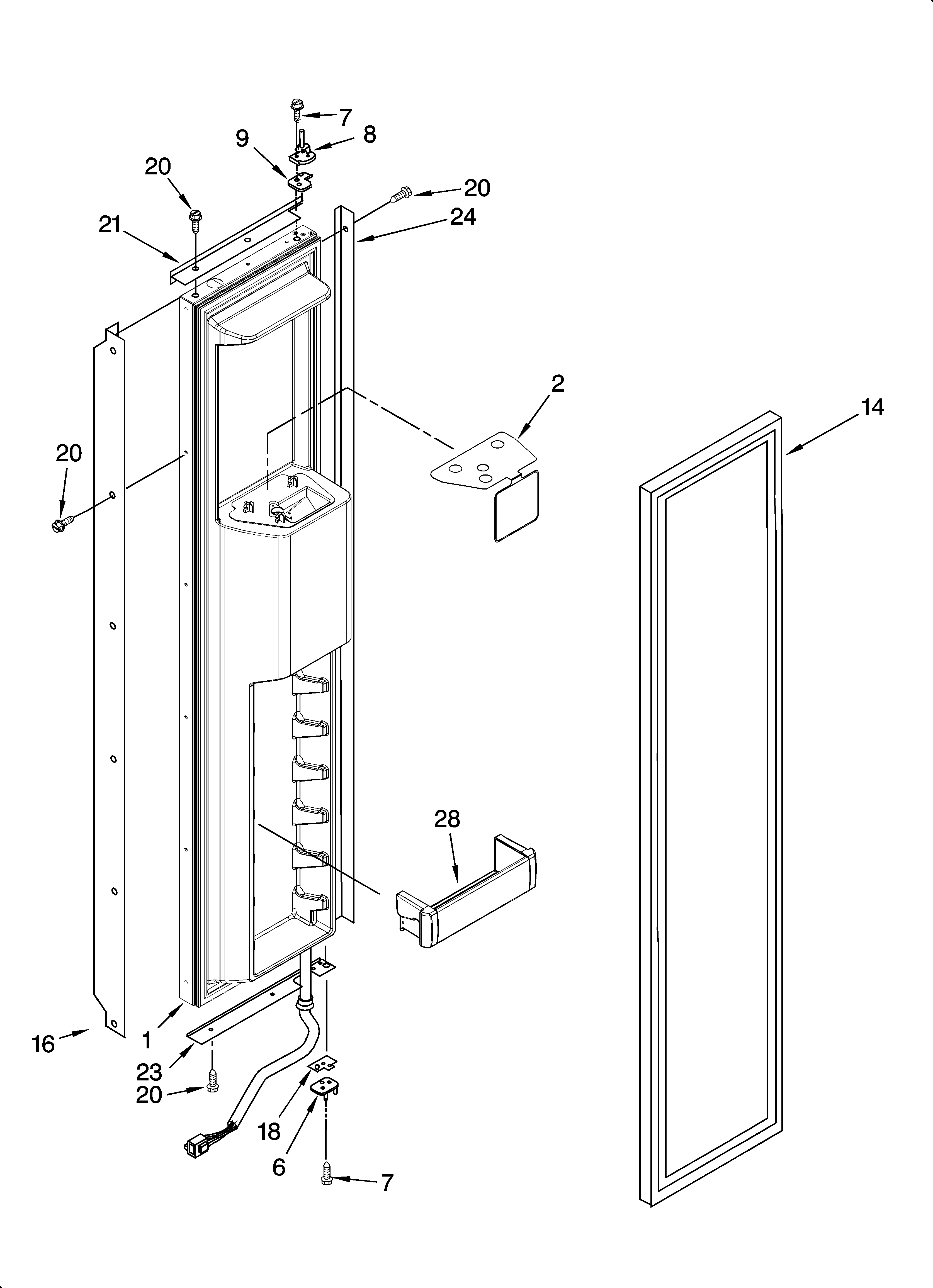 KitchenAid KSSS36QMX03 freezer door parts diagram