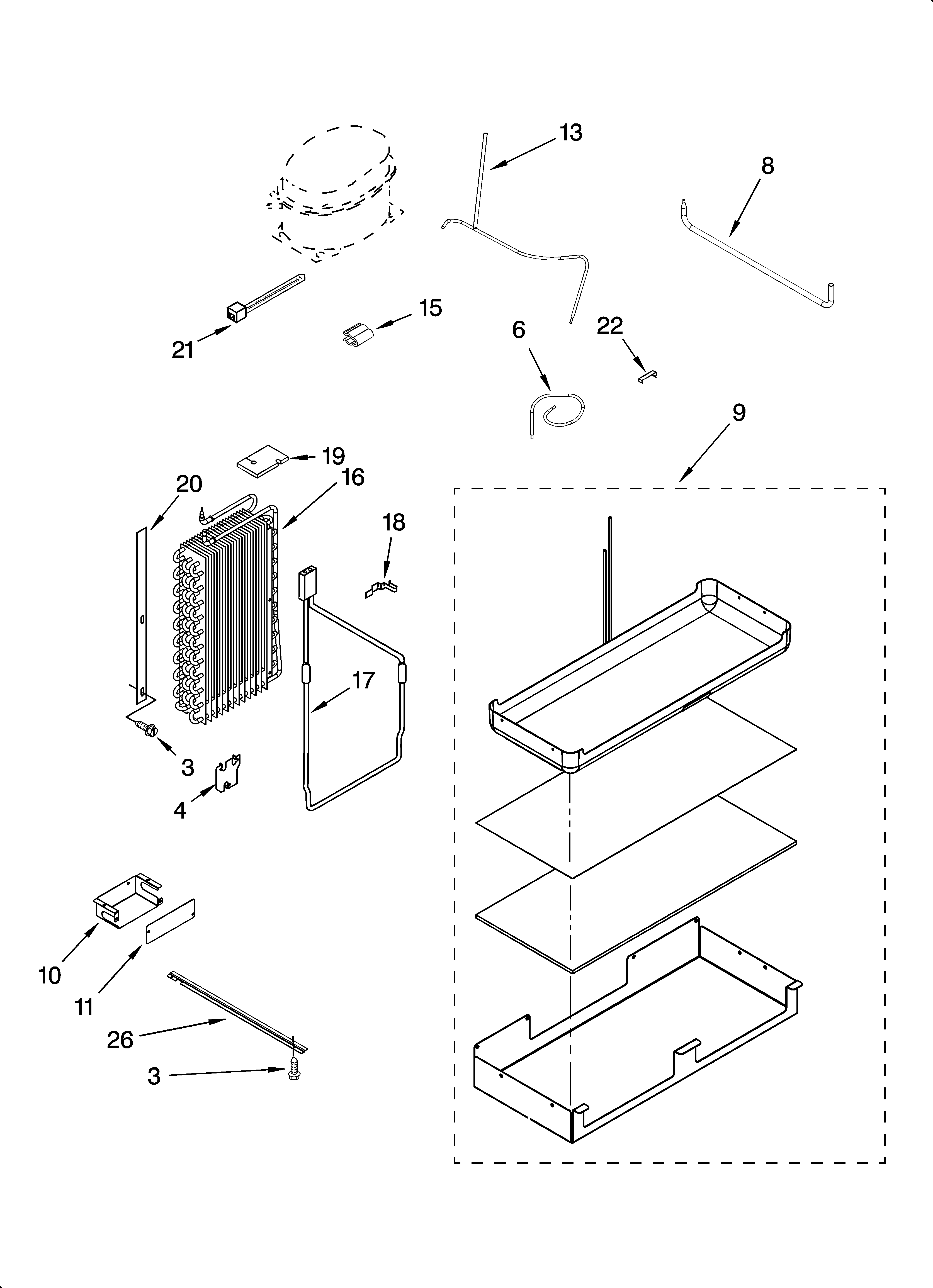 KitchenAid KSSS36QMX03 lower unit and tube parts diagram