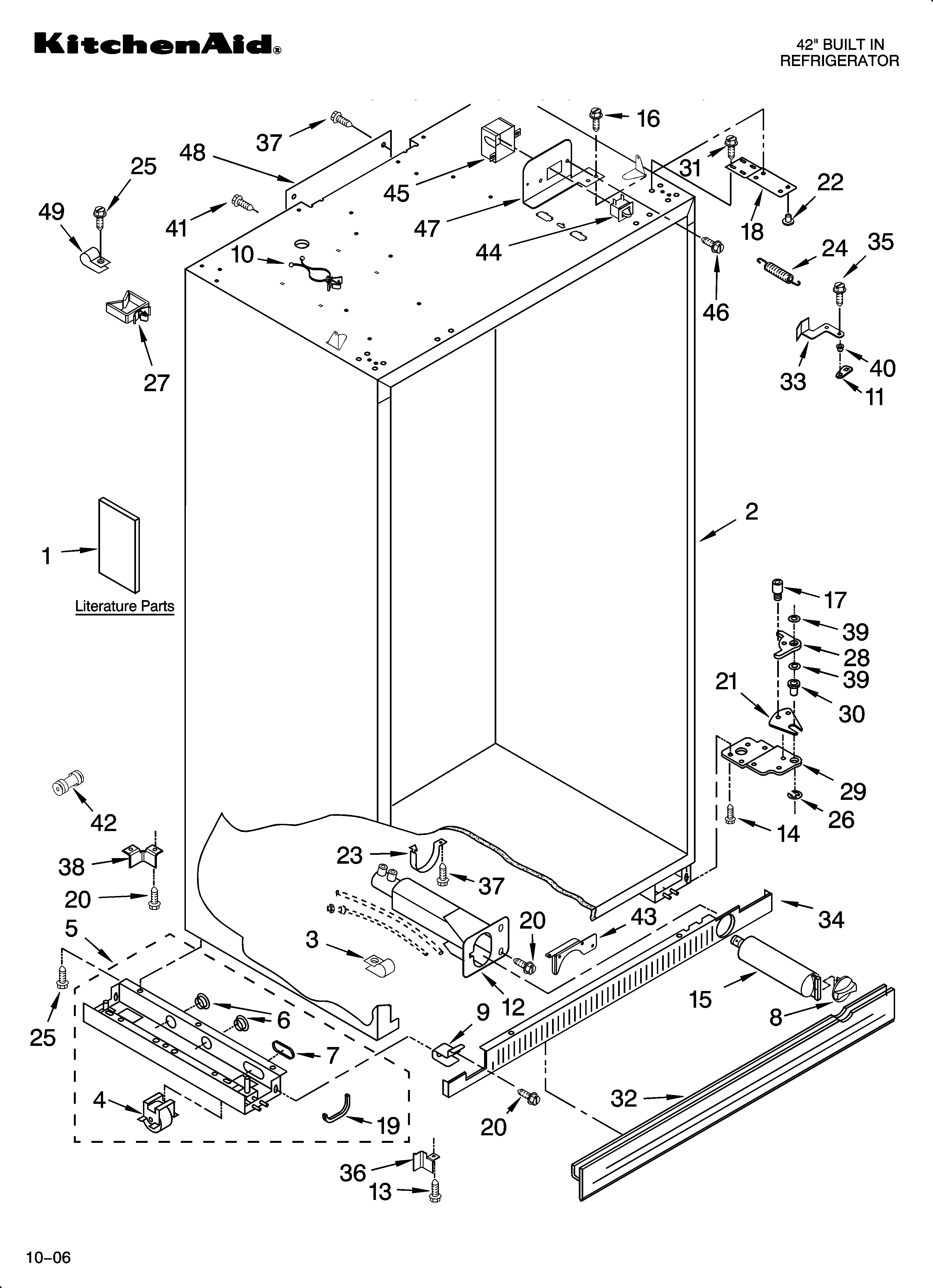 KitchenAid KSSS42QMW03 cabinet parts diagram