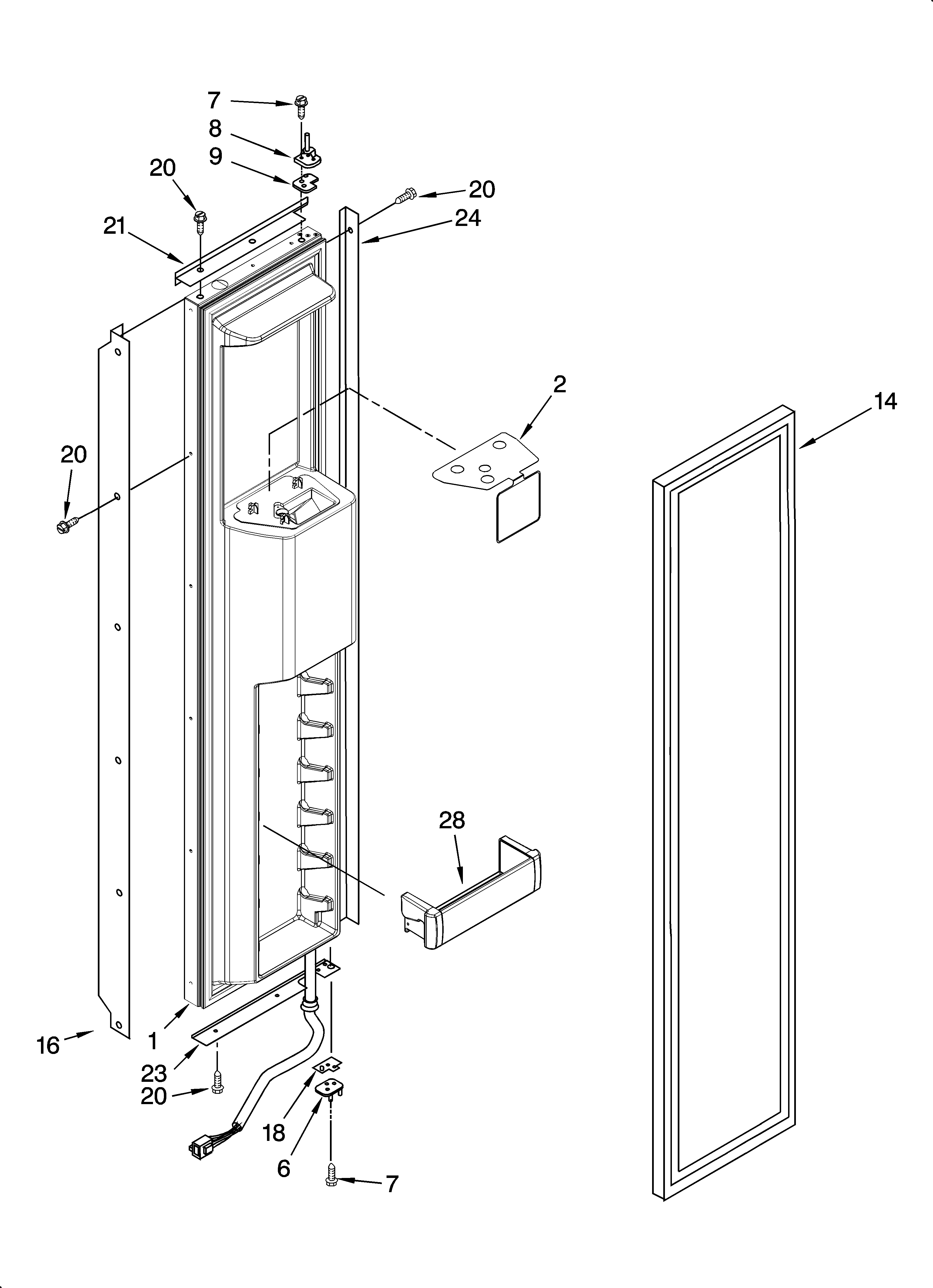 KitchenAid KSSS42QMW03 freezer door parts diagram