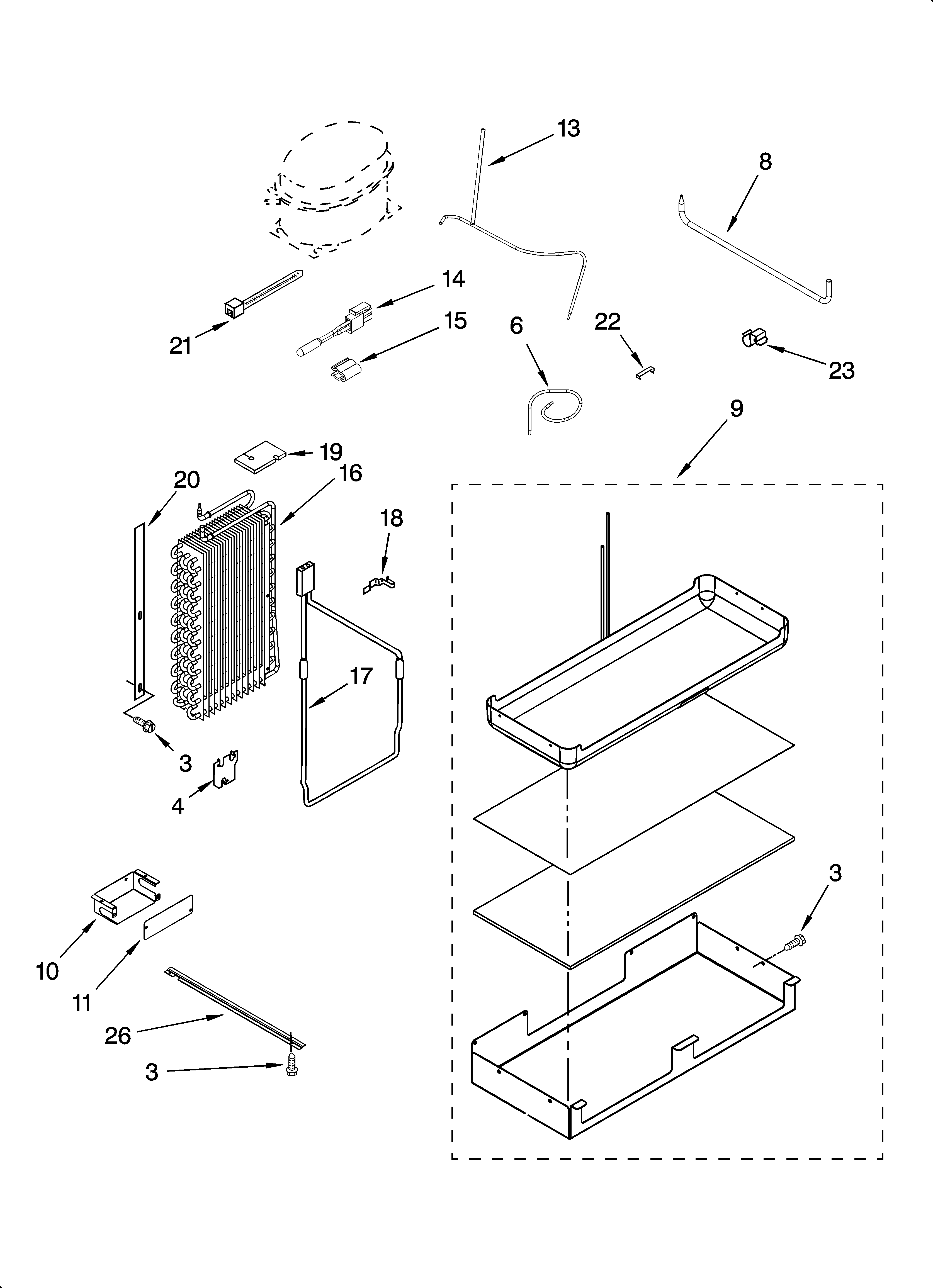 KitchenAid KSSS42QMW03 lower unit and tube parts diagram