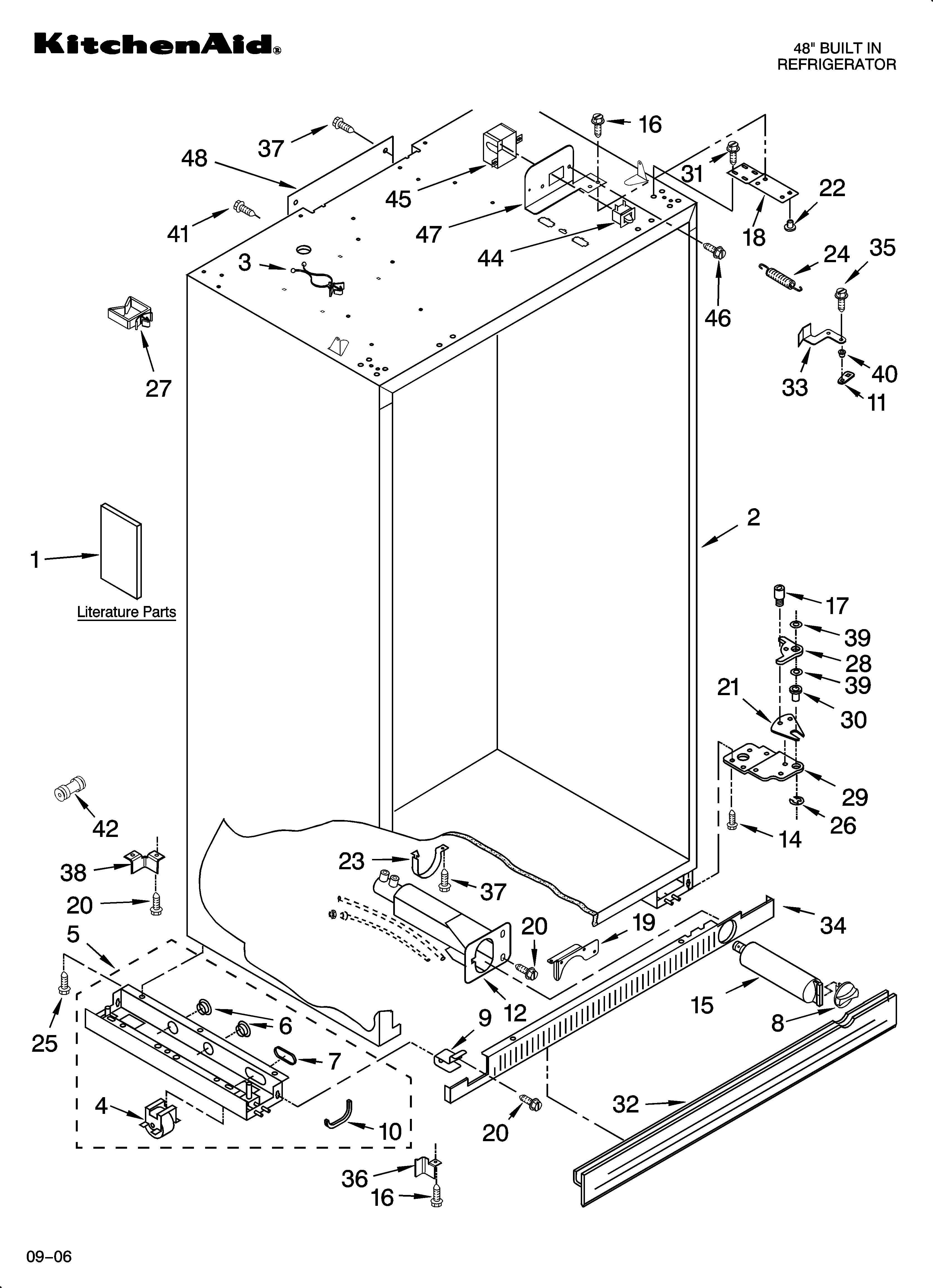 KitchenAid KSSS48QMW03 cabinet parts diagram