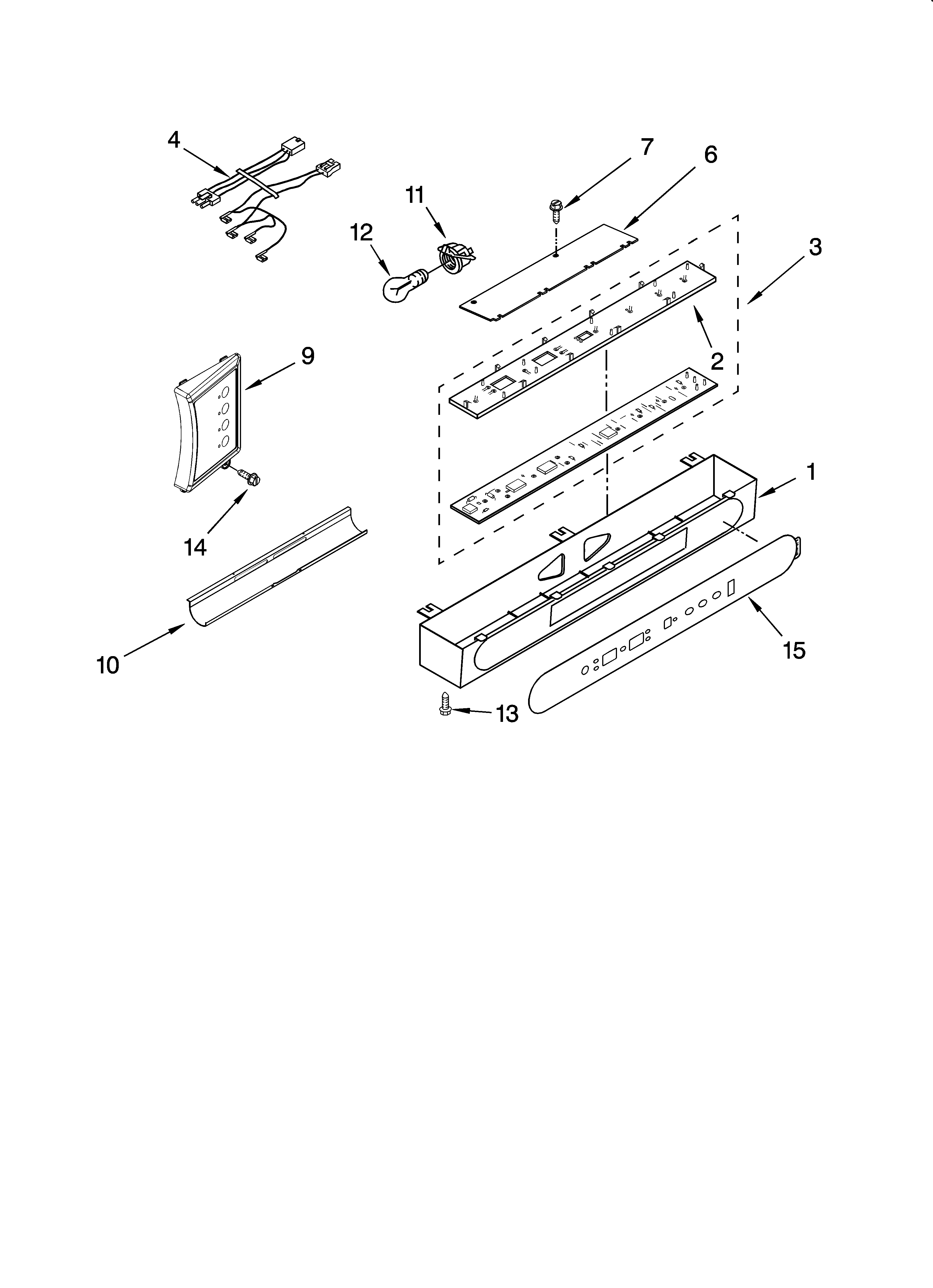 KitchenAid KSSS48QMW03 control panel parts diagram
