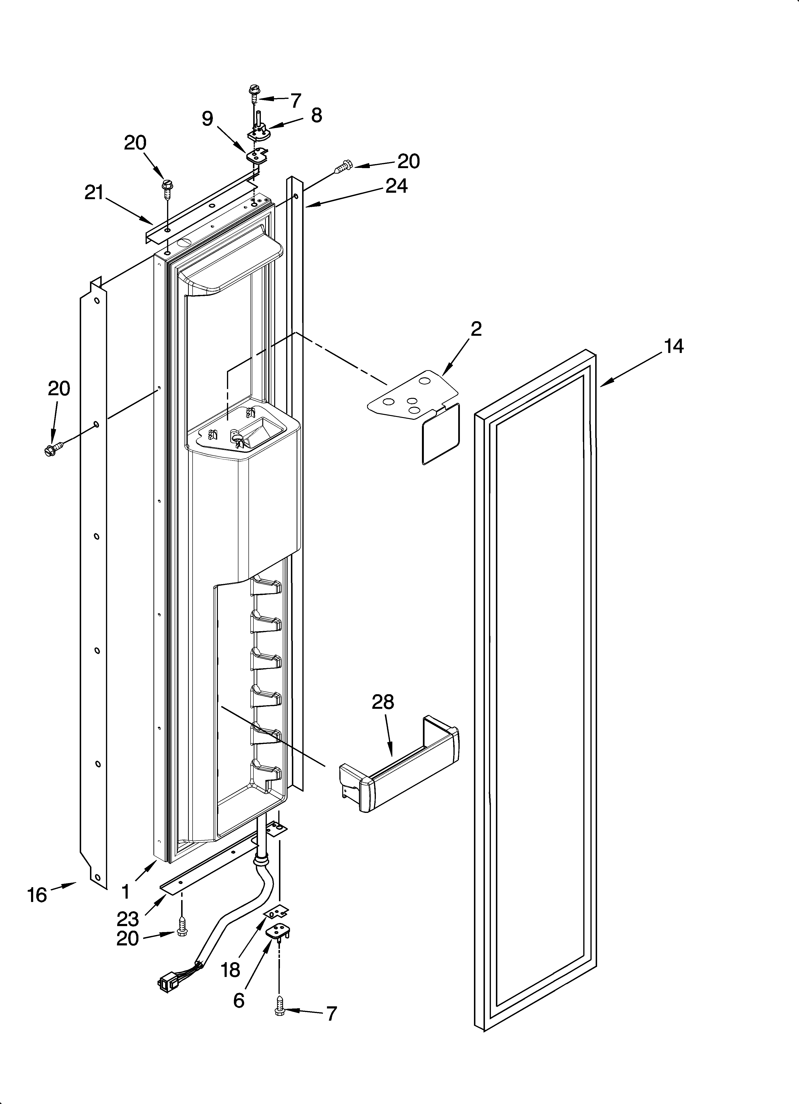 KitchenAid KSSS48QMW03 freezer door parts diagram