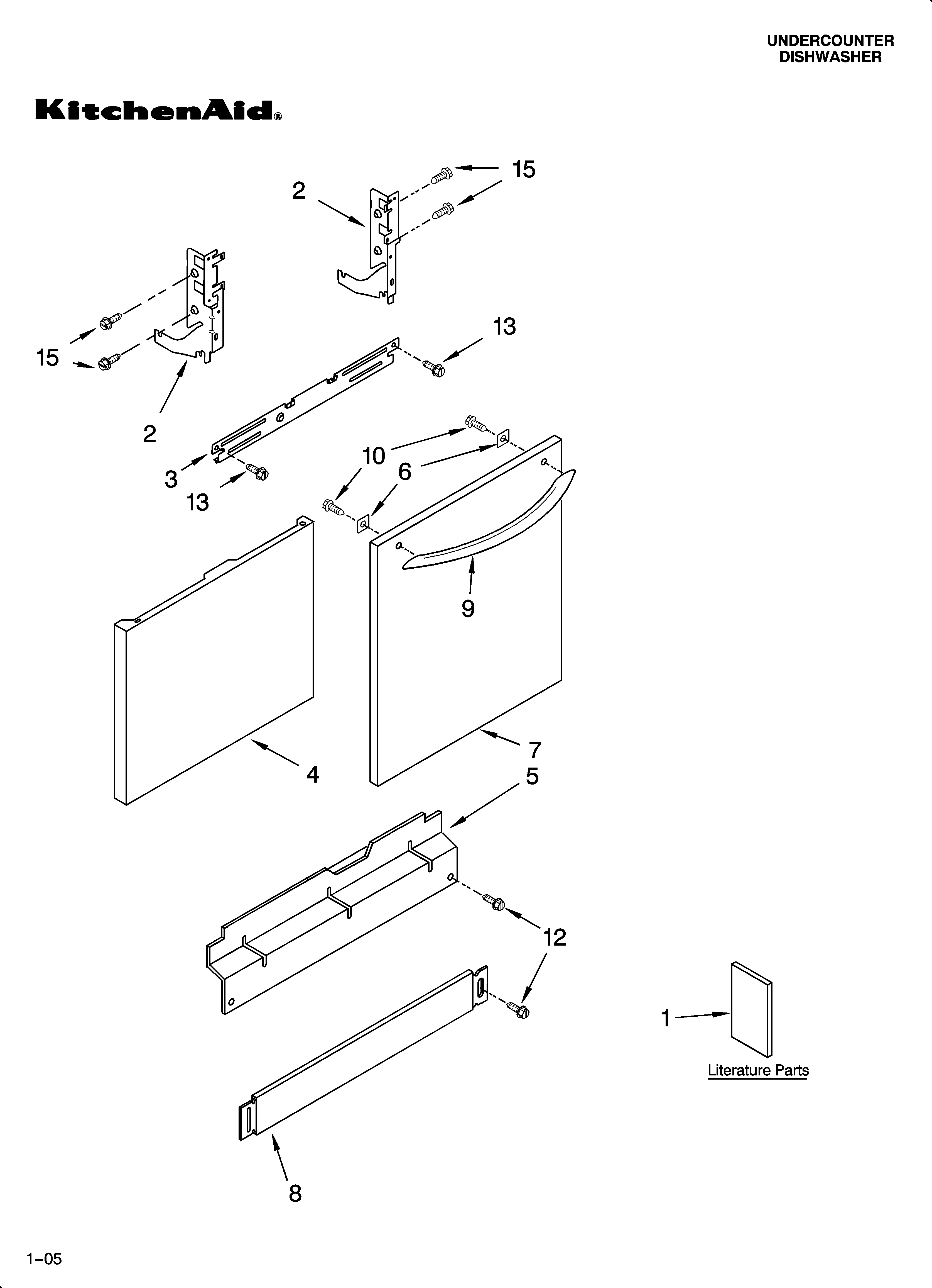 KitchenAid KUDI01FKWH0 door and panel parts diagram