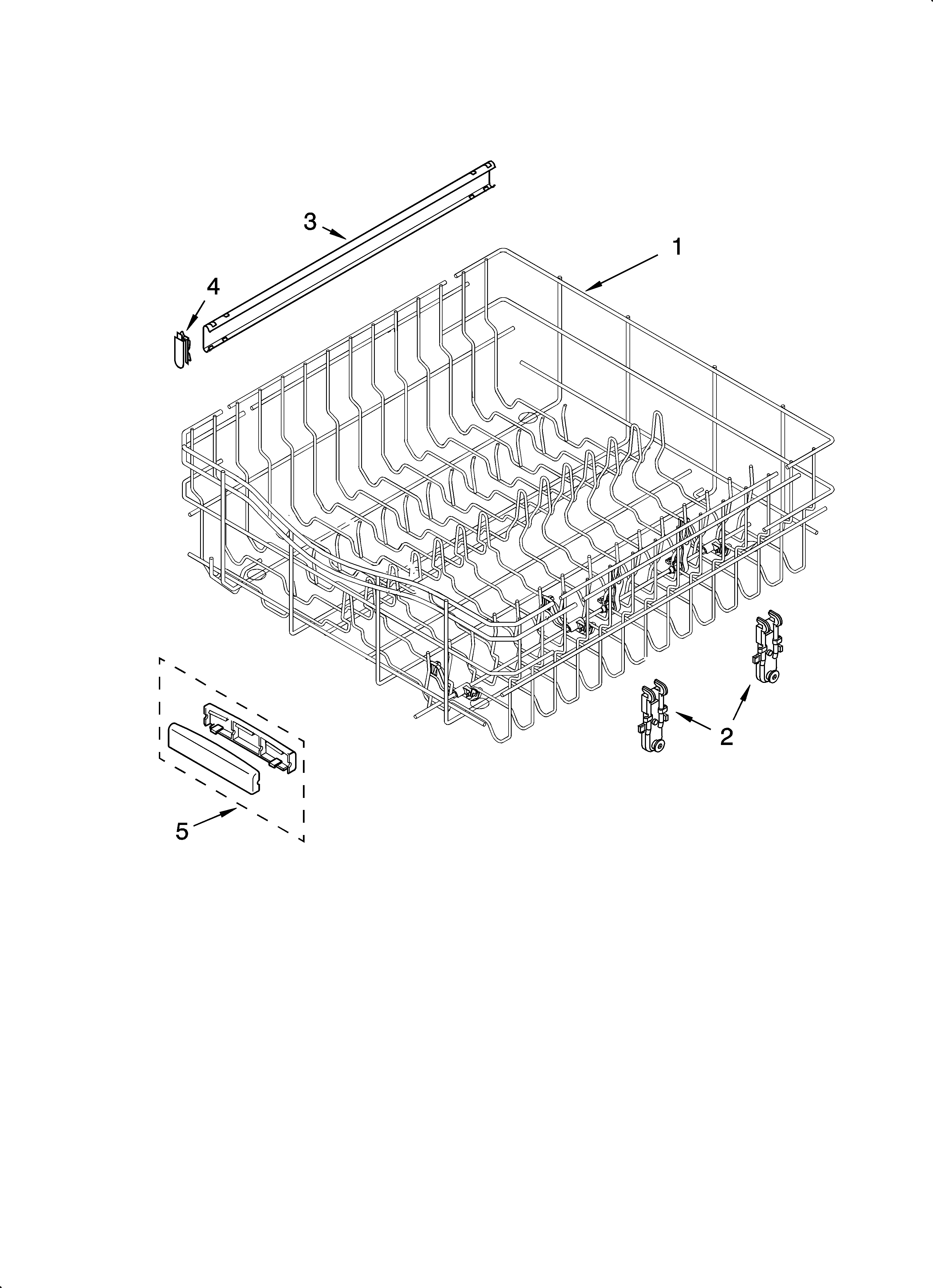 KitchenAid KUDI01FKWH0 upper rack and track parts diagram