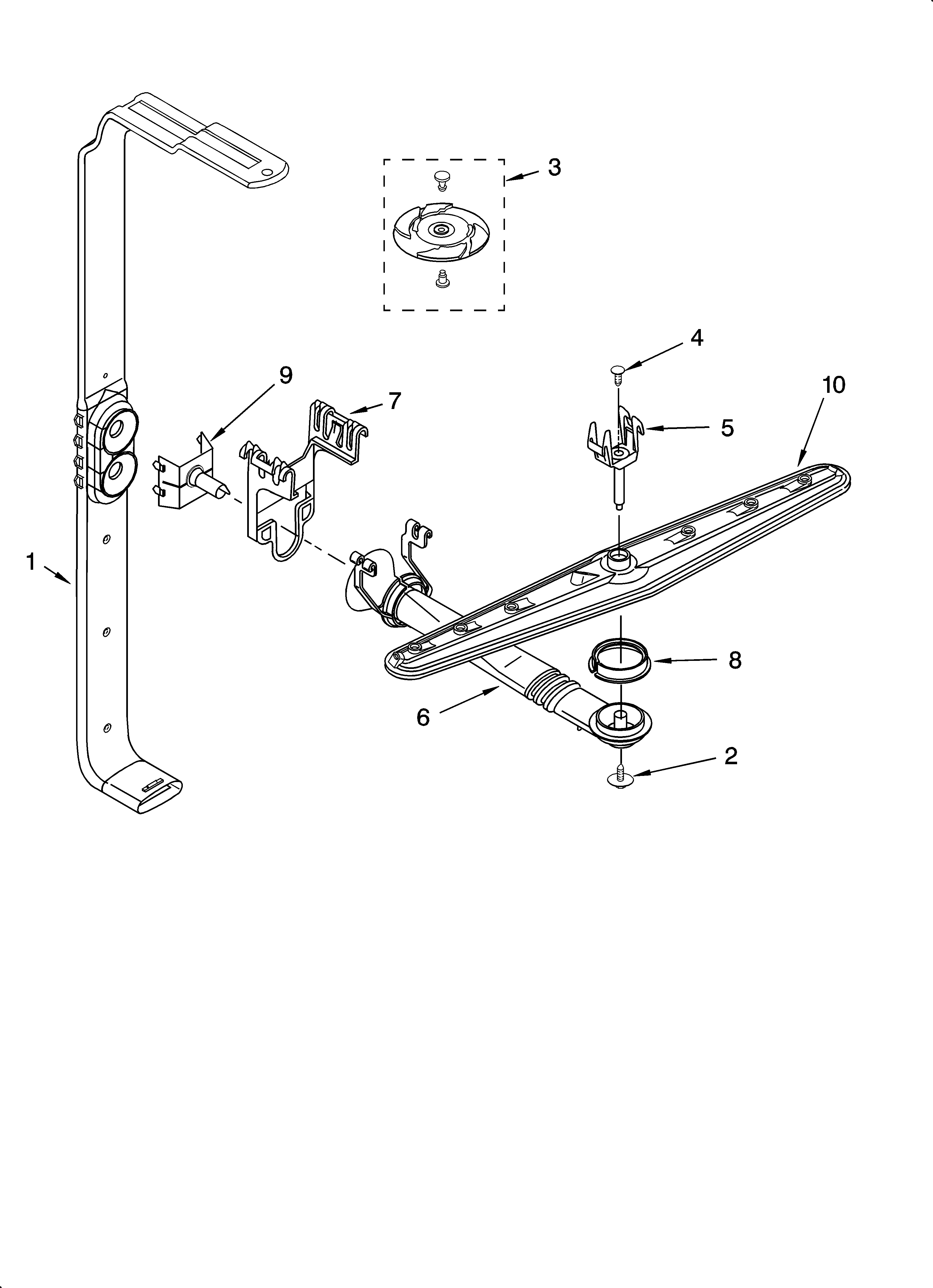 KitchenAid KUDI01FKWH0 upper wash and rinse parts diagram