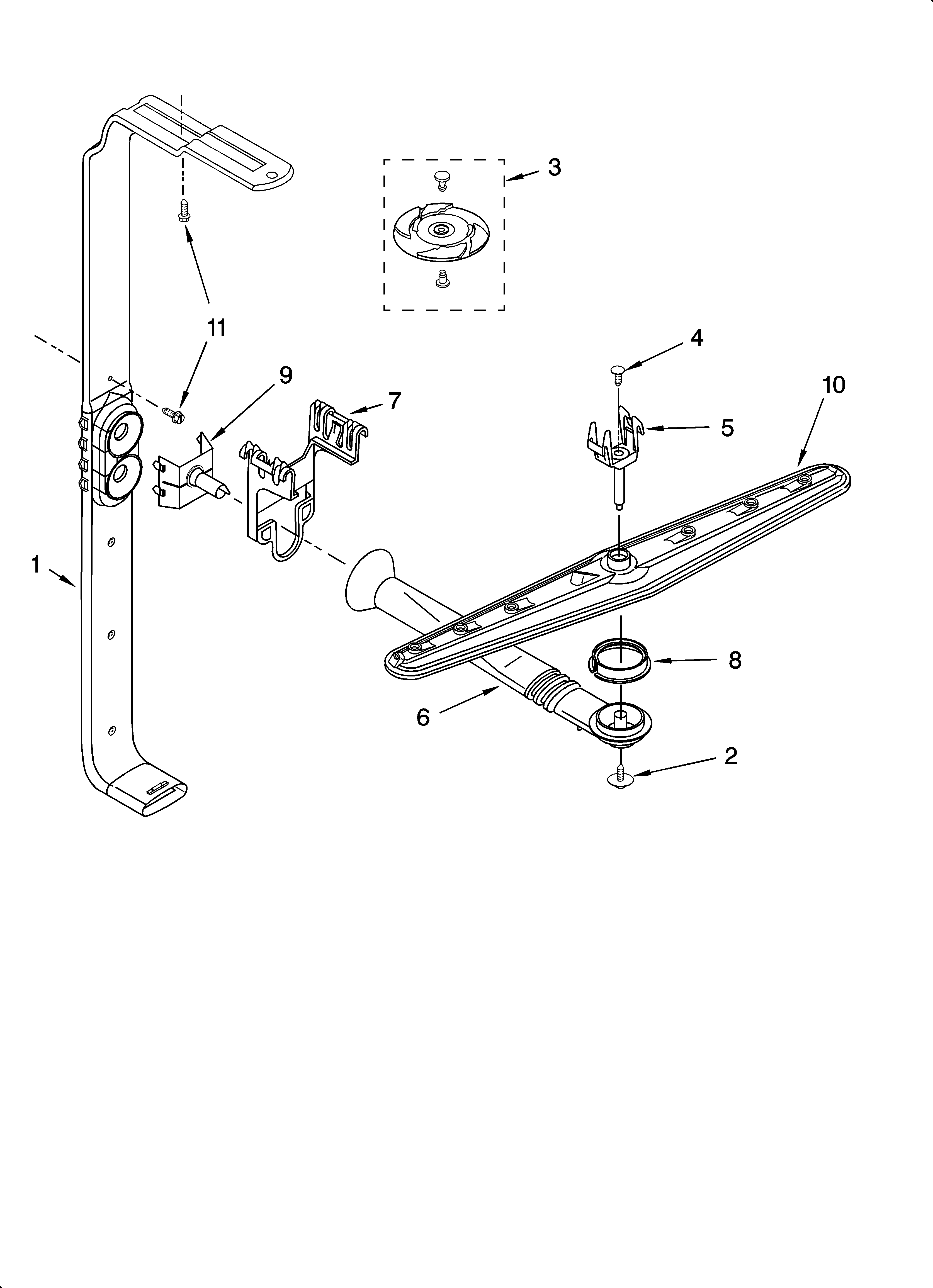 KitchenAid KUDI01FLWH2 upper wash and rinse parts diagram