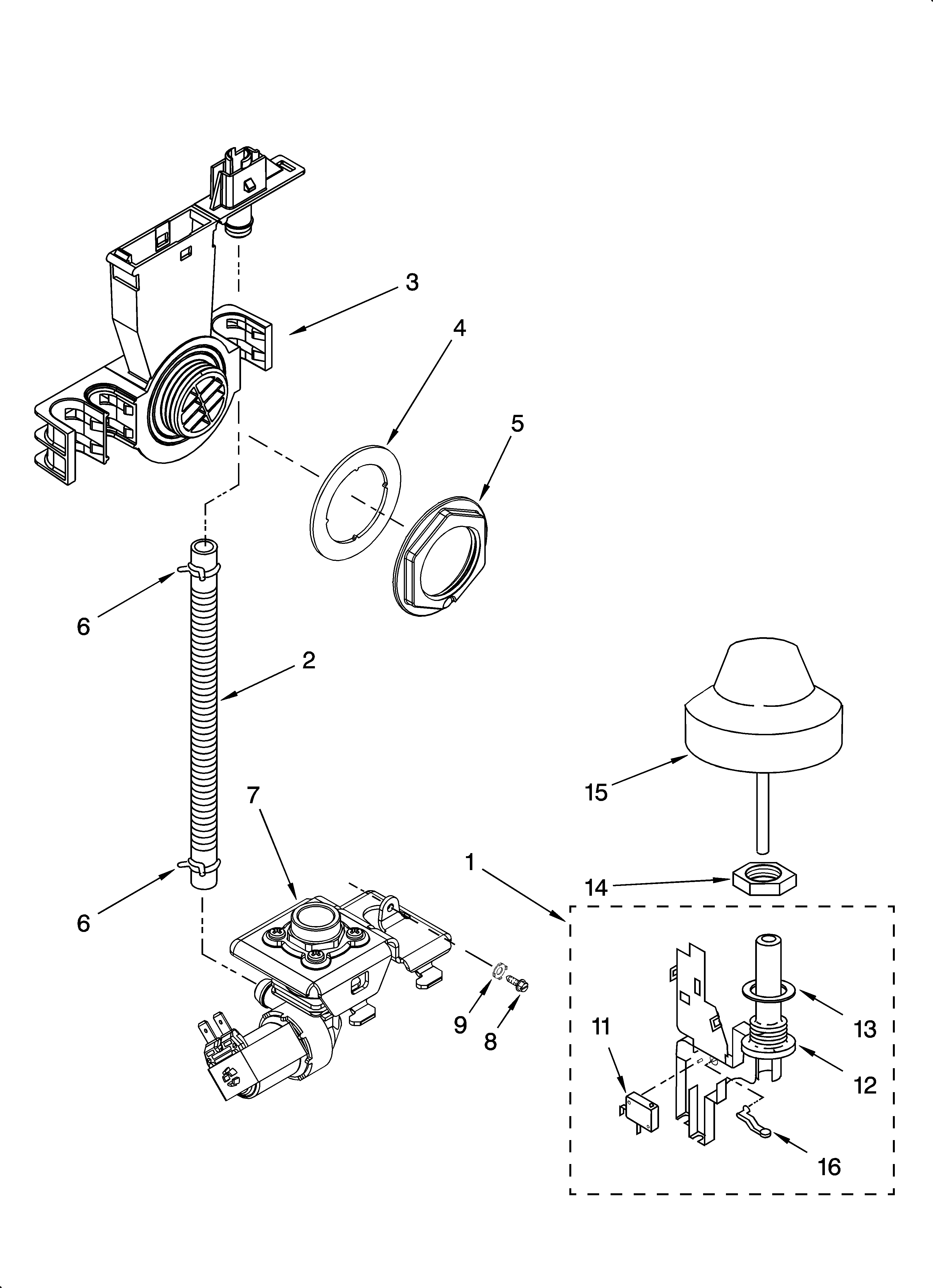 KitchenAid KUDS01VMSS0 fill and overfill parts diagram