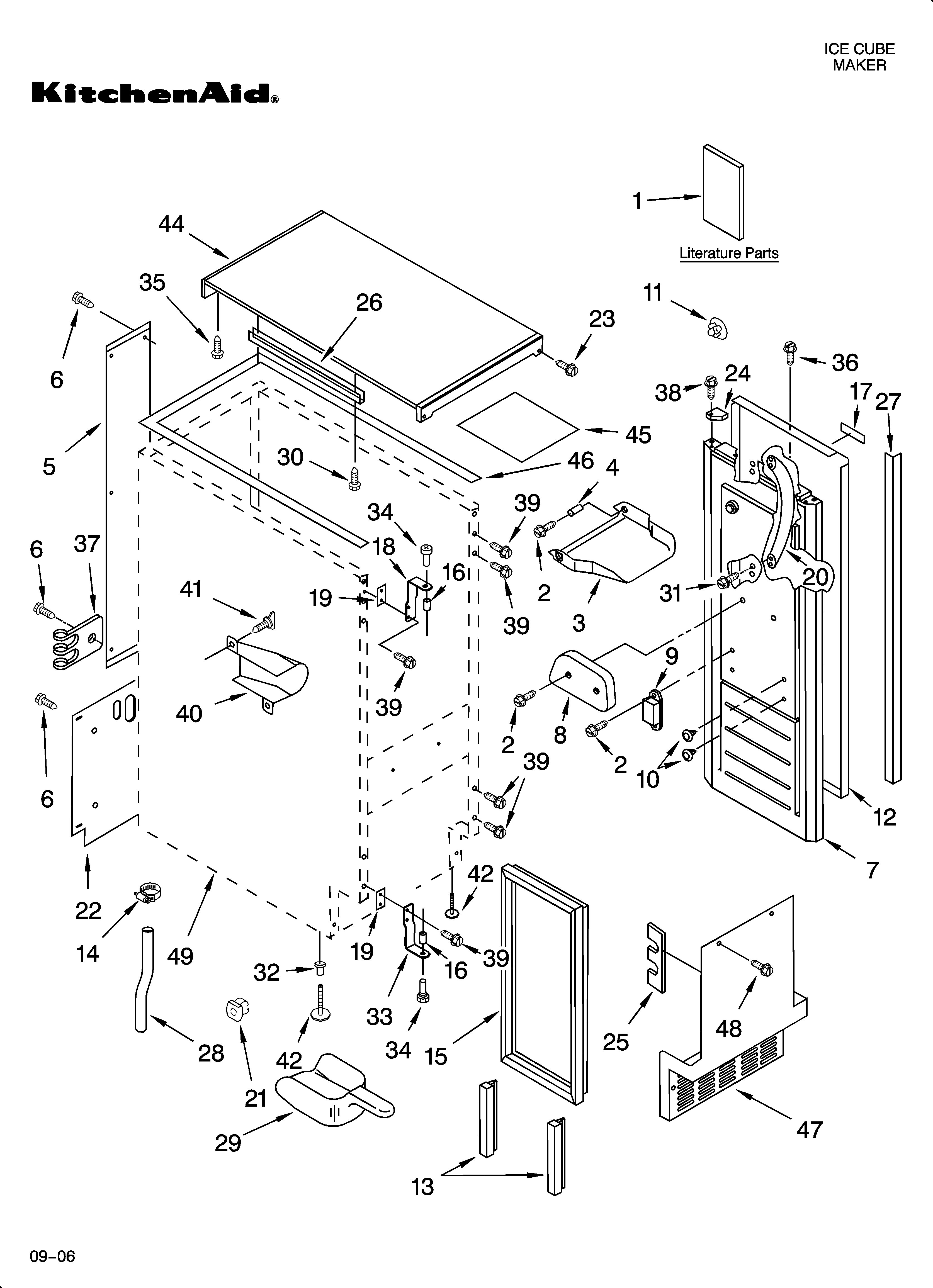 KitchenAid KUIA15NLHS11 cabinet liner and door parts diagram