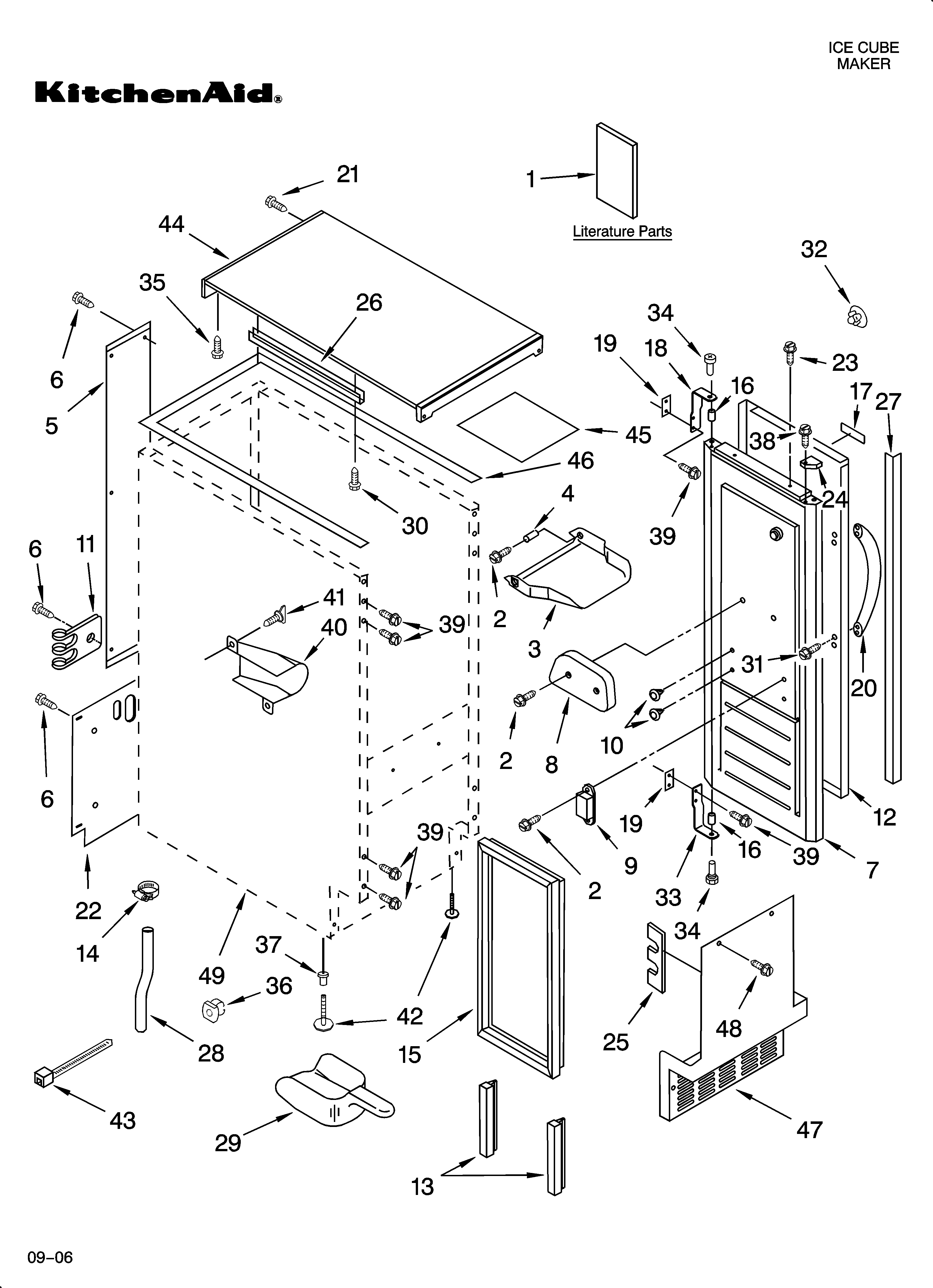 KitchenAid KUIA15NRHS11 cabinet liner and door parts diagram