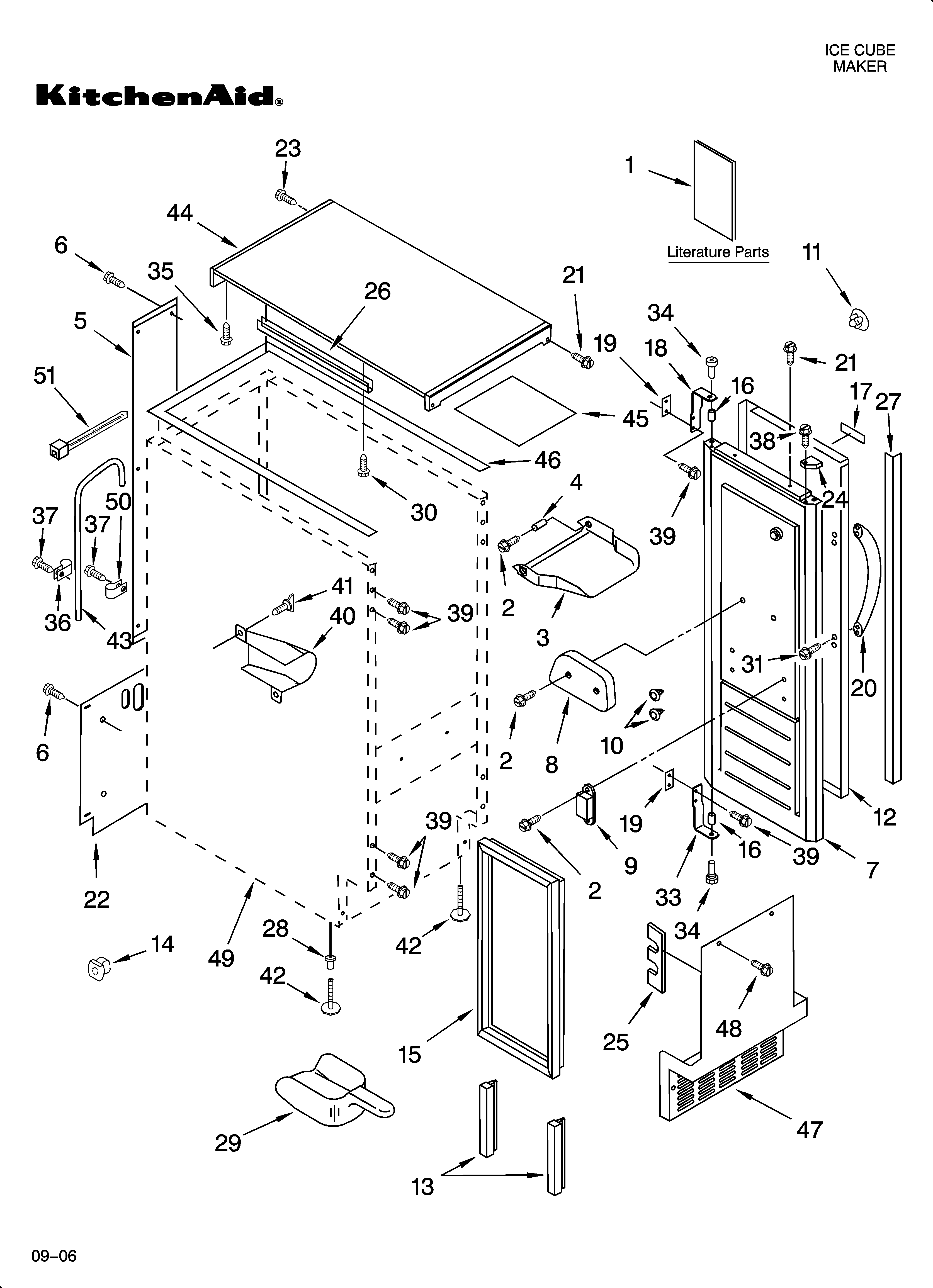 KitchenAid KUIA15PRLS11 cabinet liner and door parts diagram