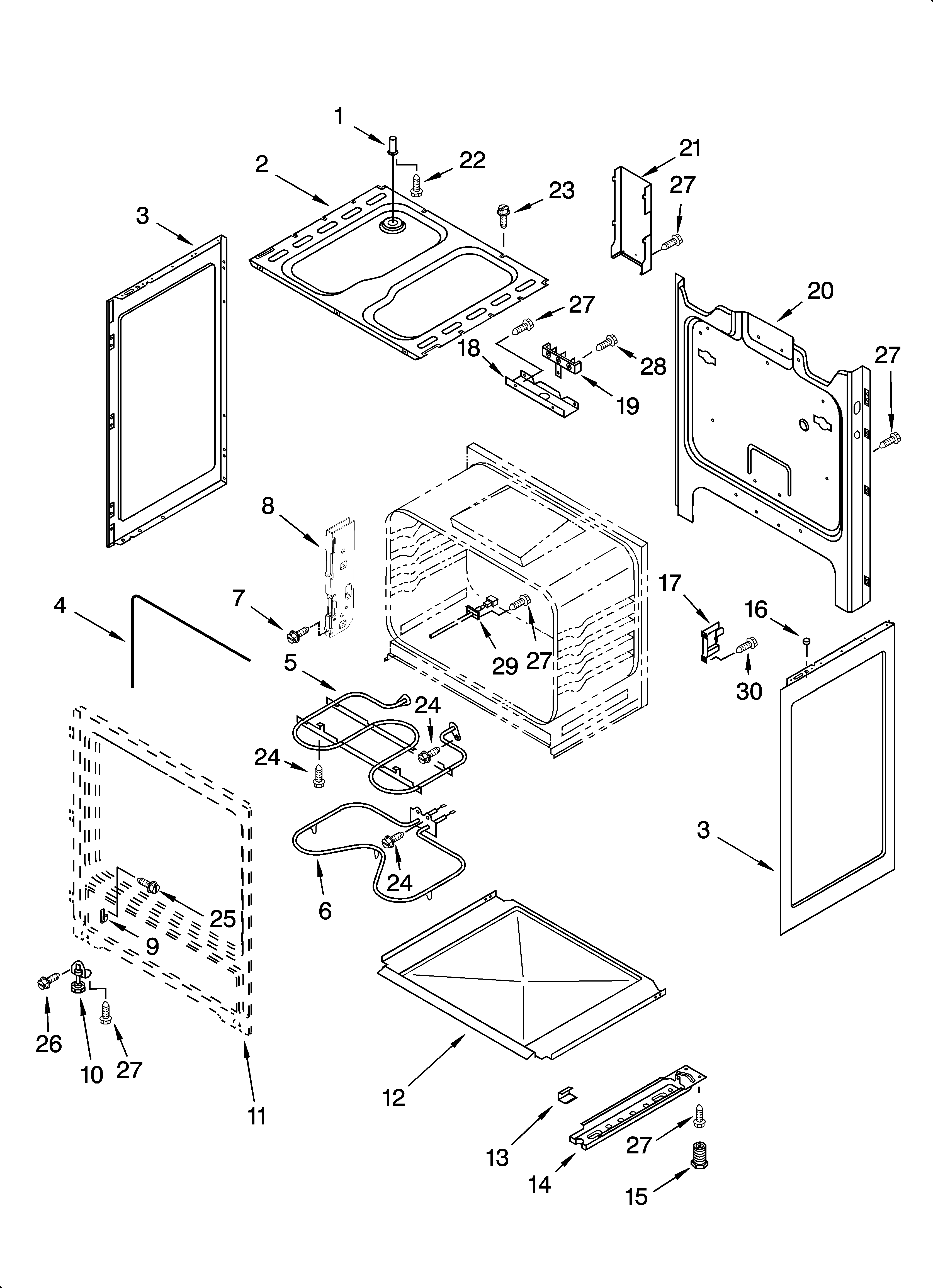 Whirlpool RF110AXST1 chassis parts diagram
