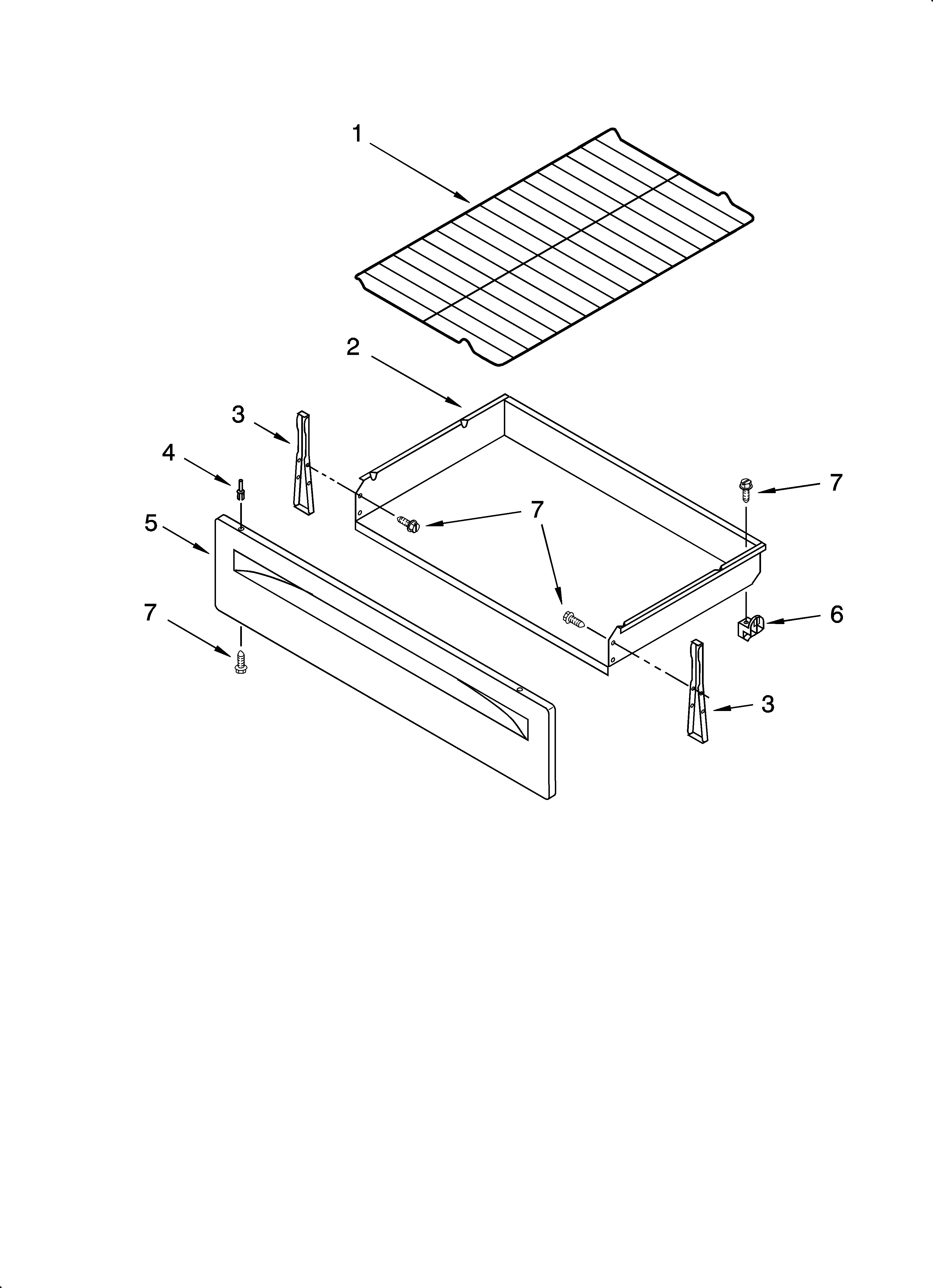 Whirlpool RF110AXST1 drawer & broiler parts diagram